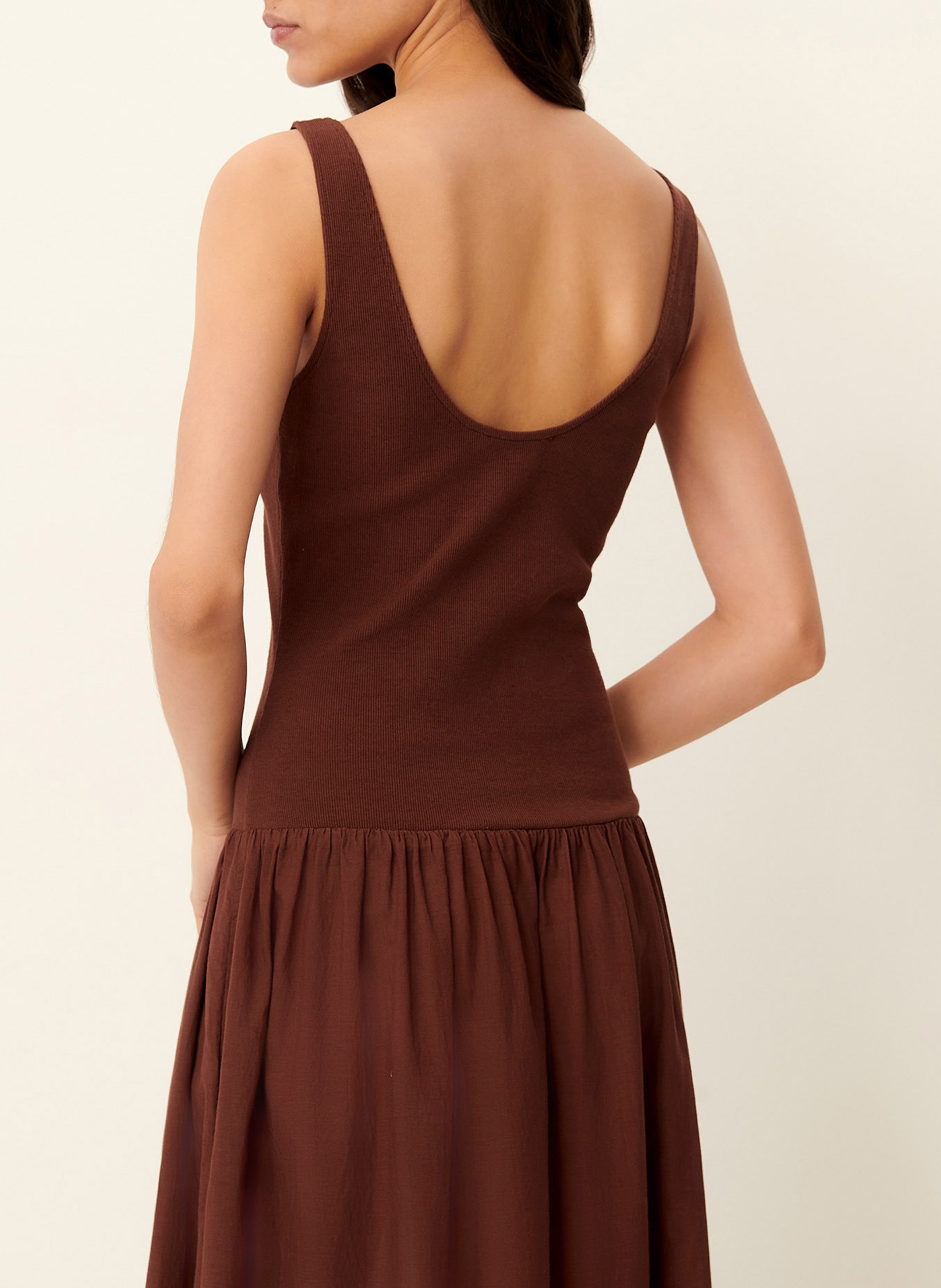 Robe longue évasée en coton mélangé solao SESSUN Marron