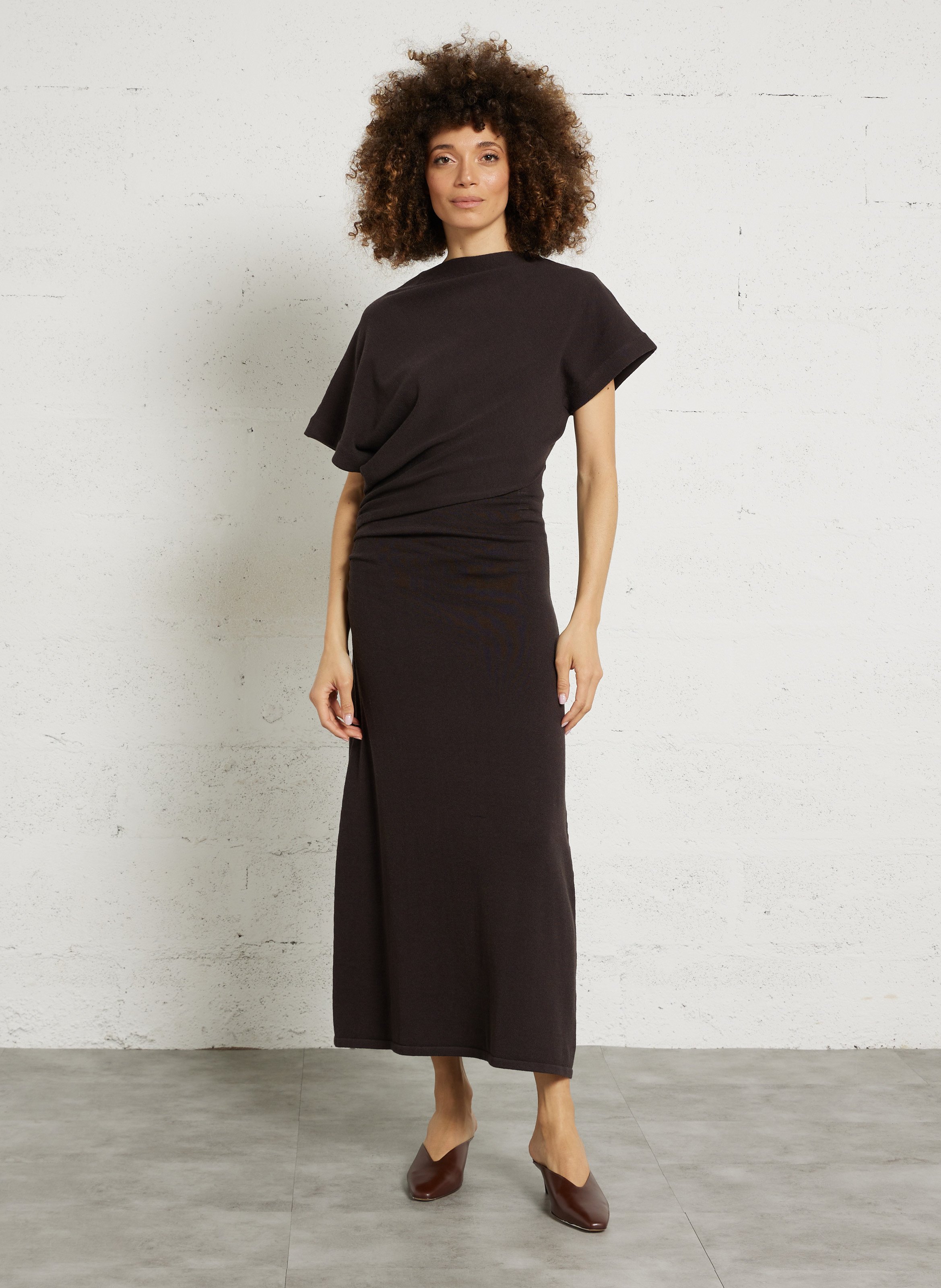 Robe col rond en coton bio mélangé divine SOEUR Gris