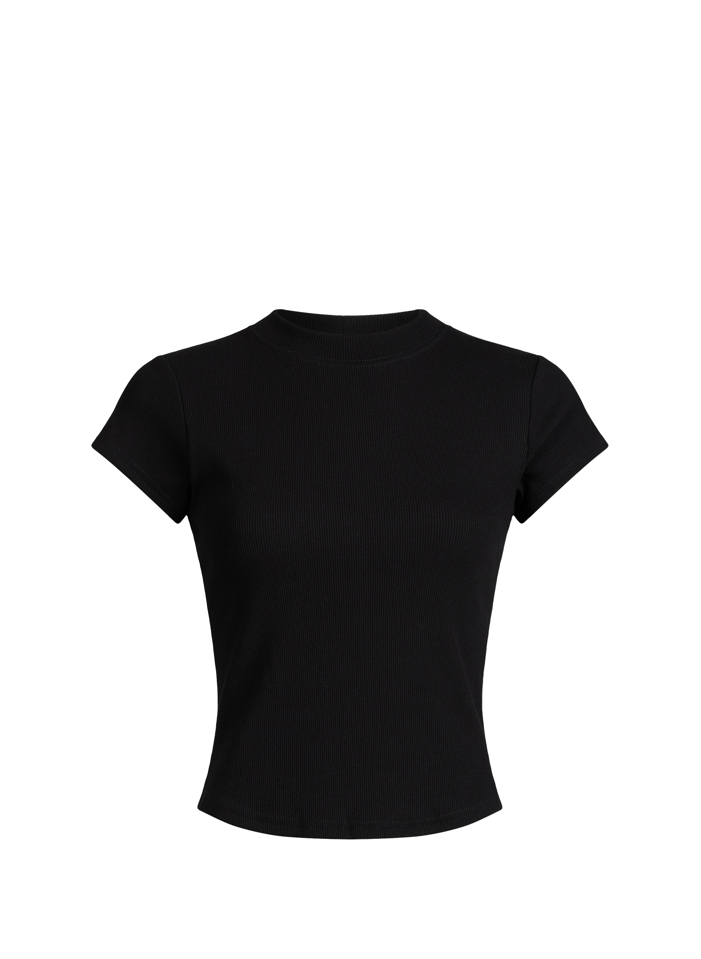 T-shirt col rond en coton mélangé TOPSHOP Noir