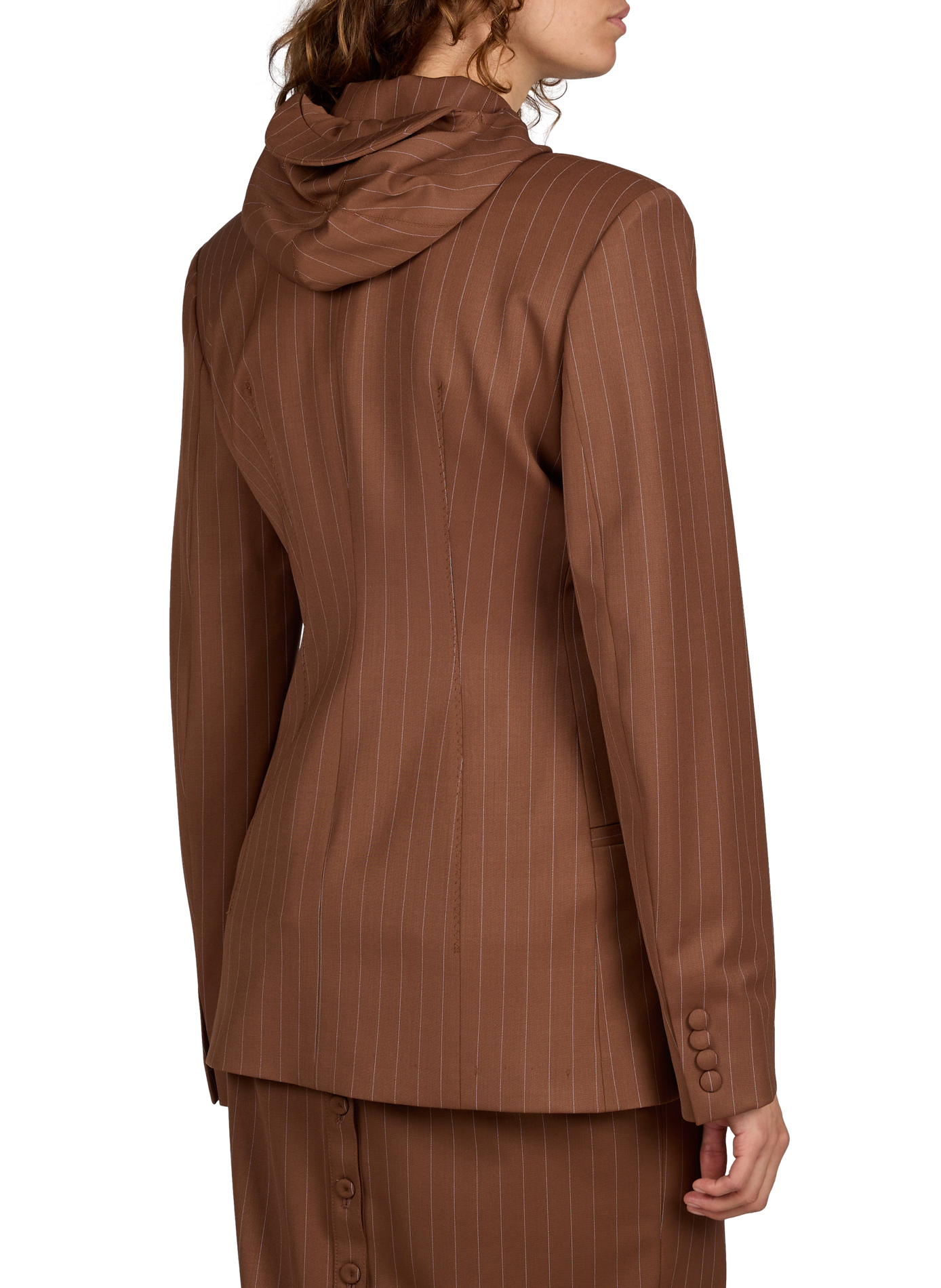 Blazer rayé à capuche en laine vierge mélangée JEAN PAUL GAULTIER Marron