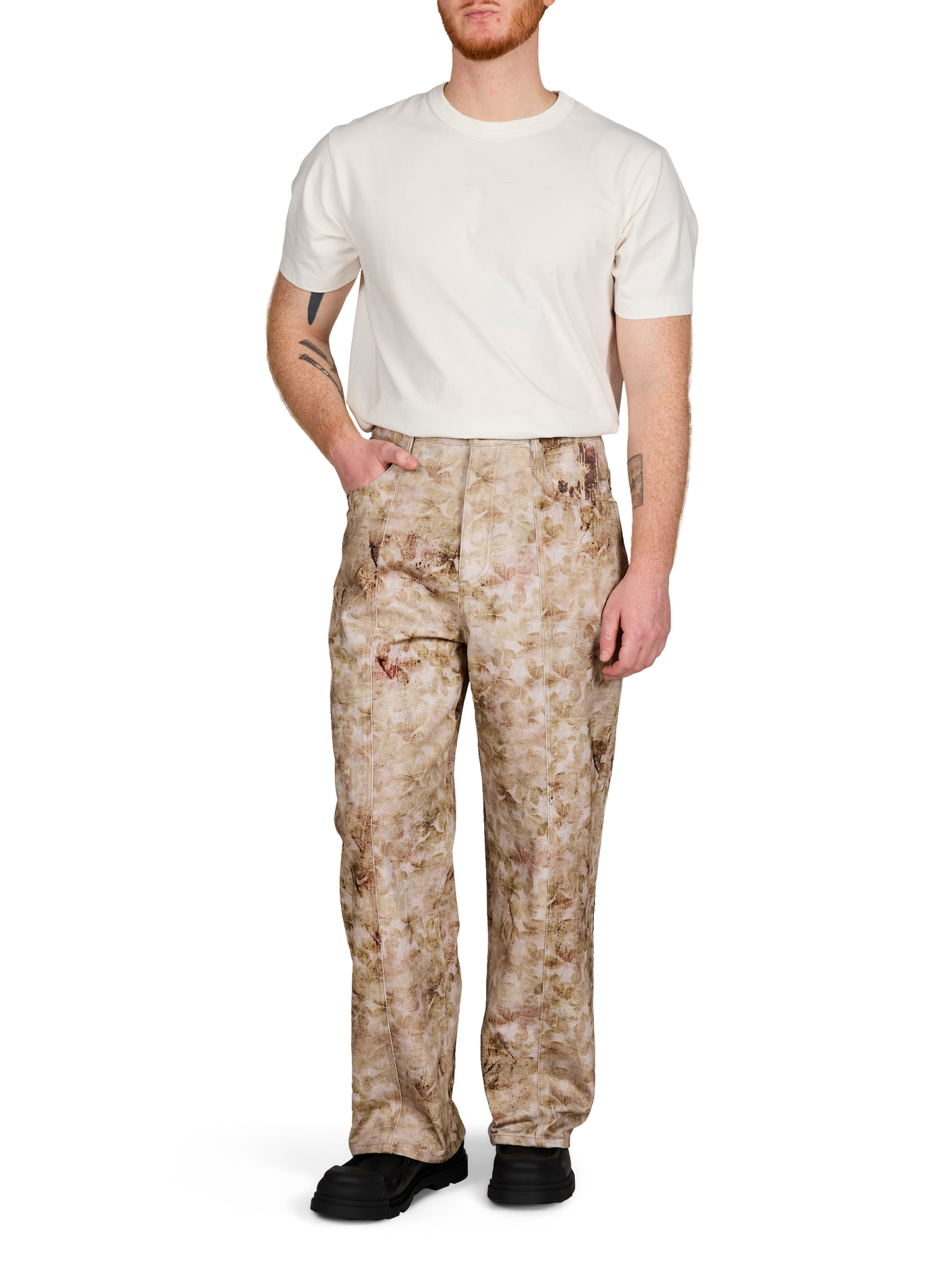 Jean imprimé fleurs en coton ANDERSSON BELL Beige