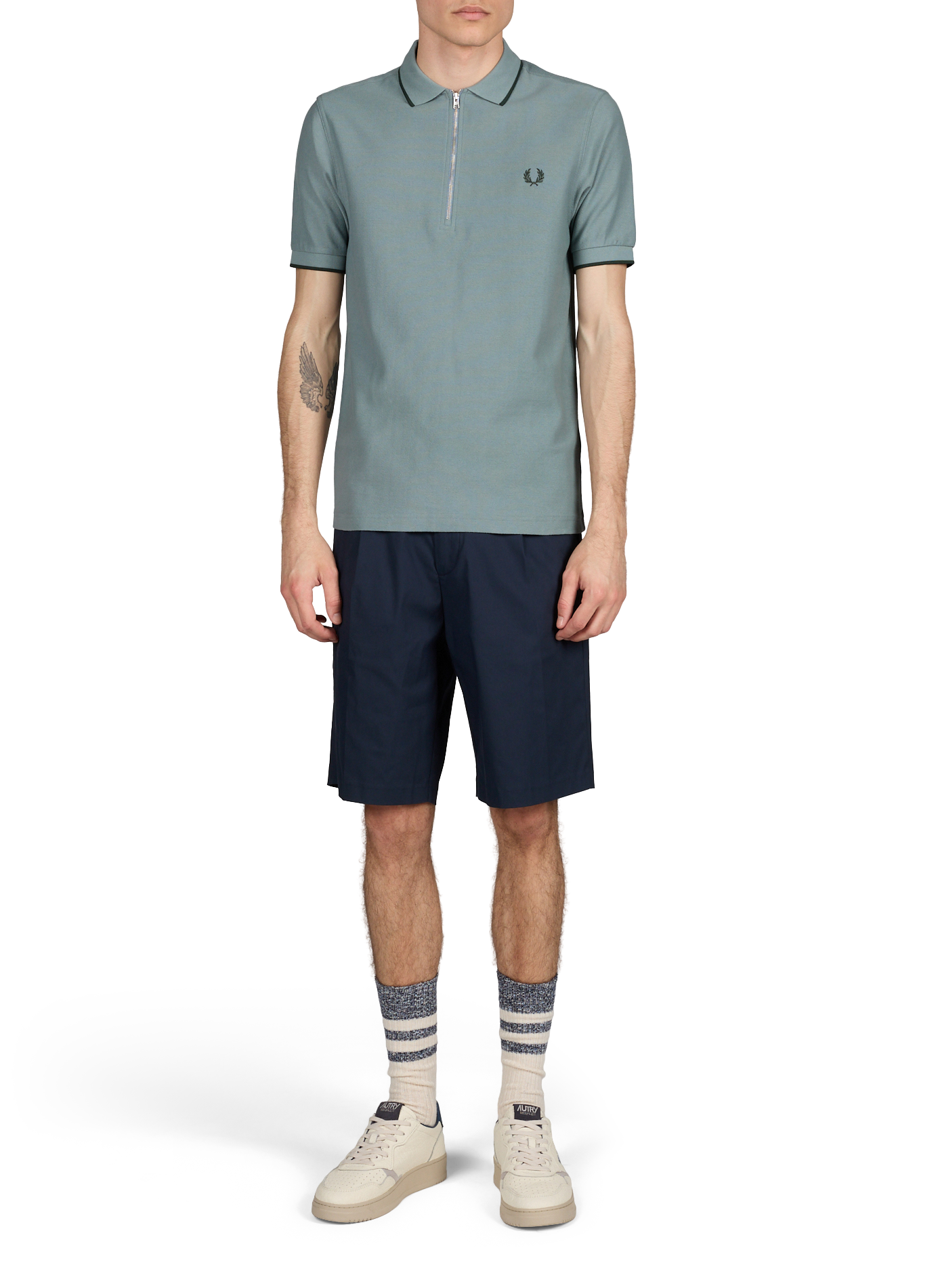 Polo a maniche corte in piqué di crepe FRED PERRY Blu