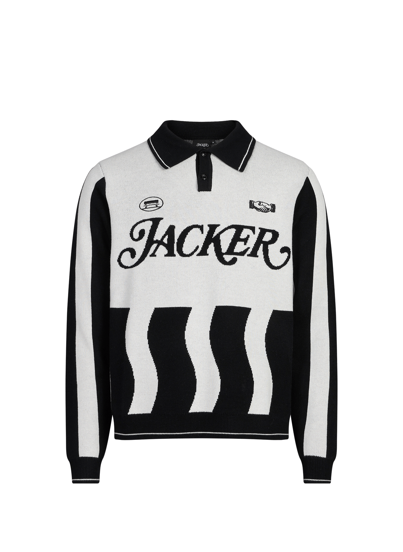 Long-sleeve polo logo JACKER. White