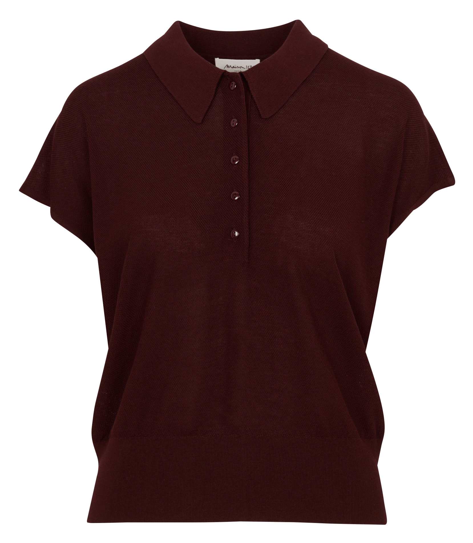 Top col polo en maille paige MAISON 123 Rouge