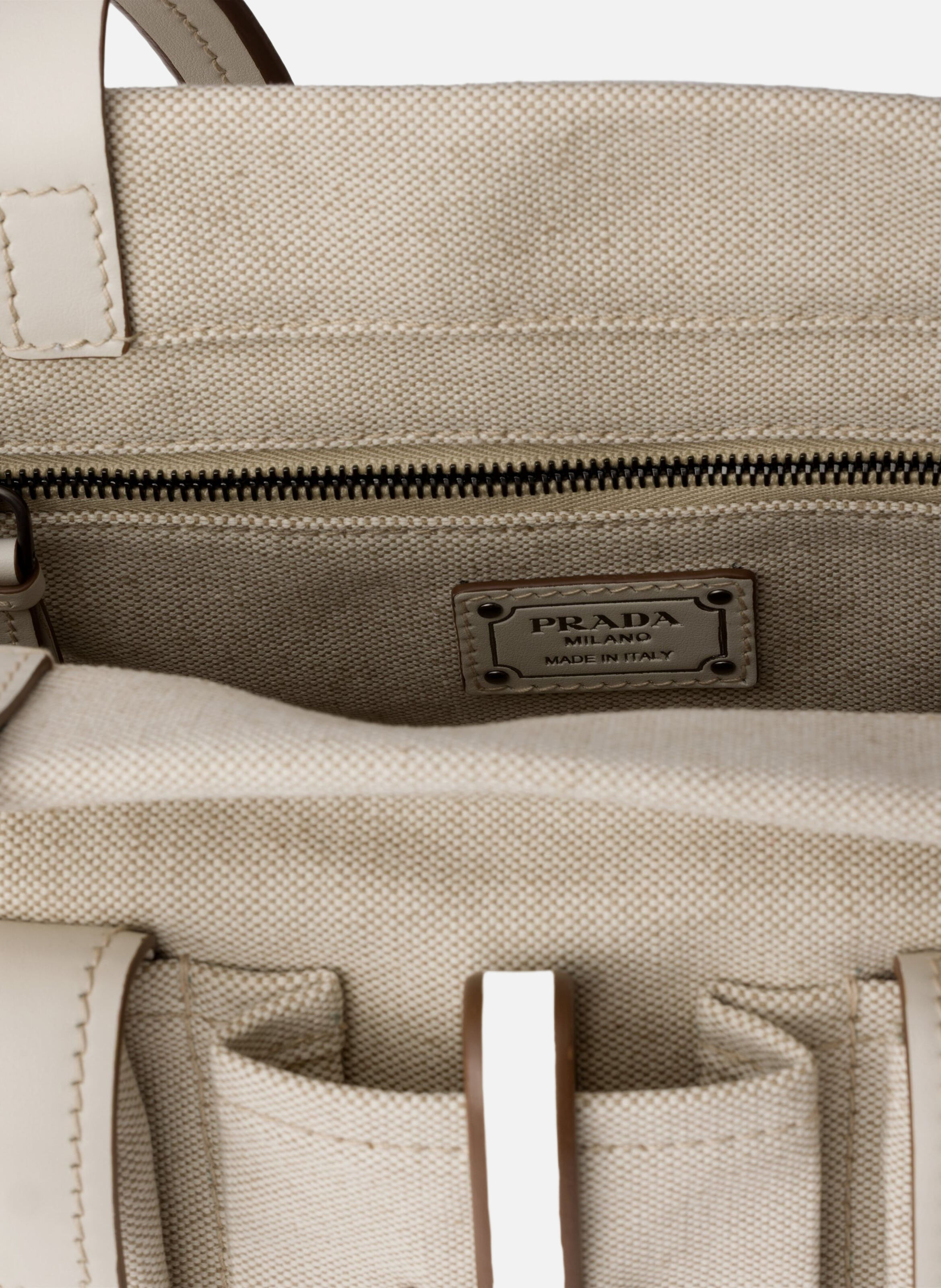 Cabas prada route en toile et cuir PRADA Beige