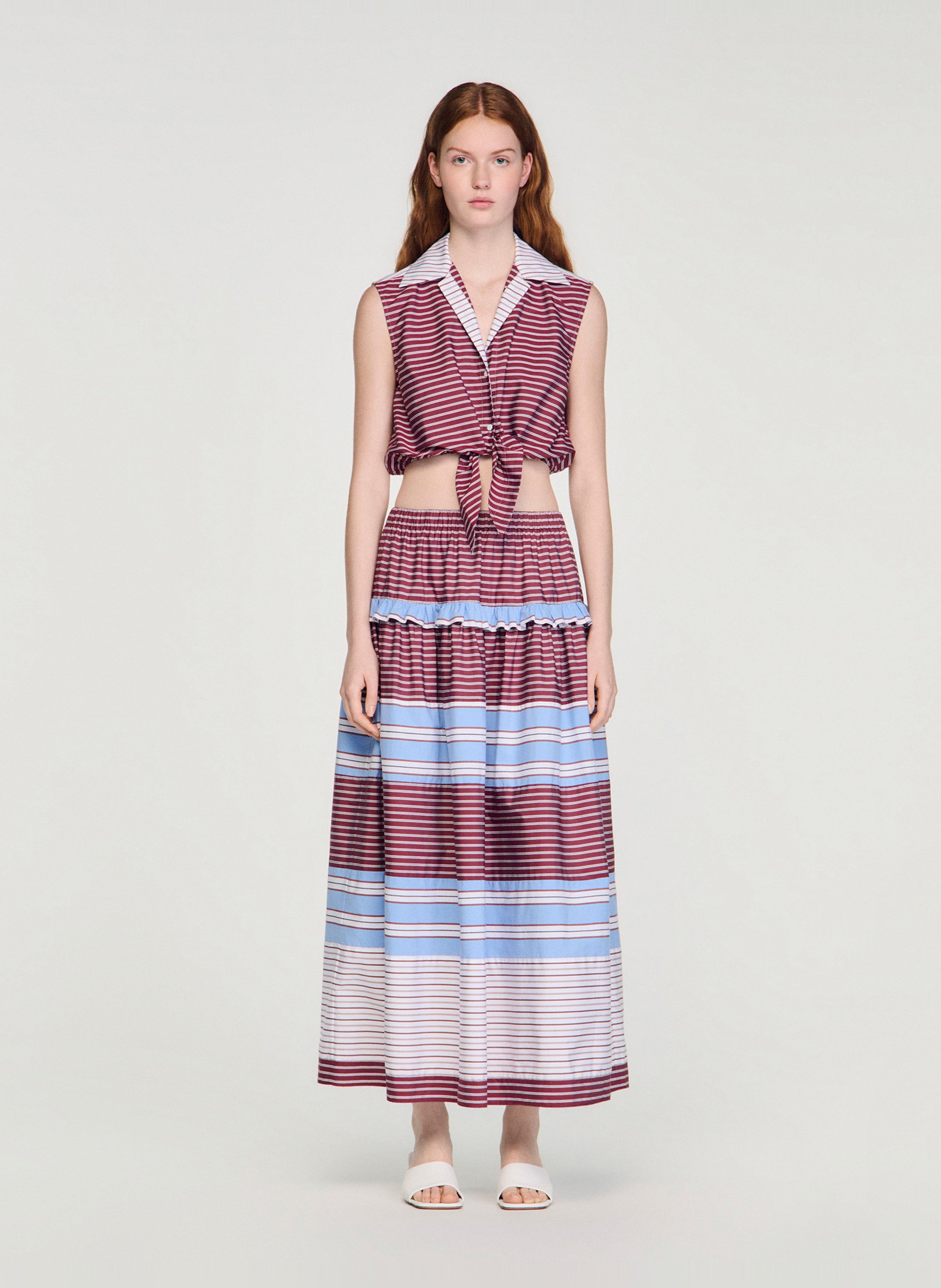 Chemise col classique en coton SANDRO Rouge