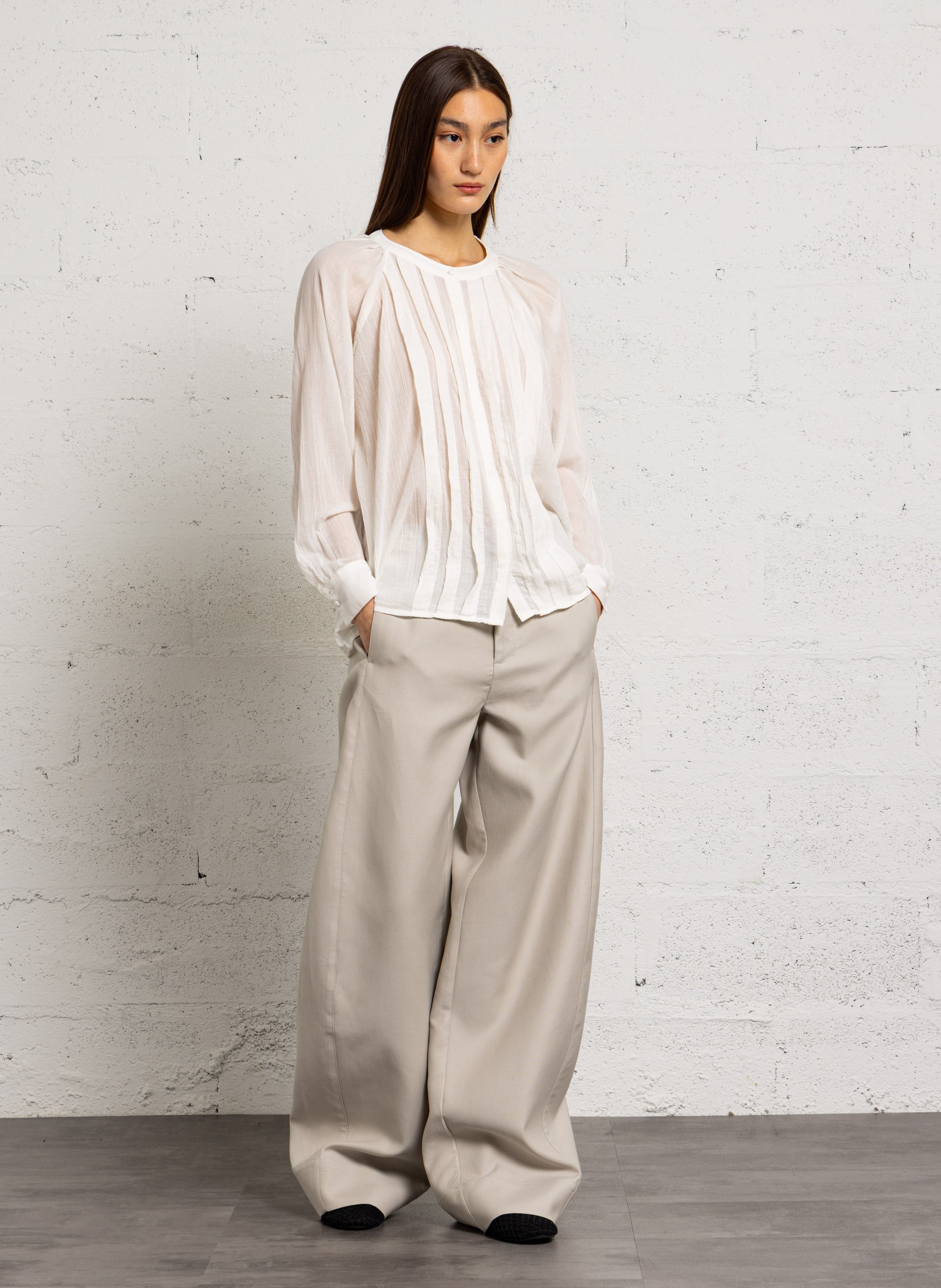 Pantalon taille haute large uni horatio SOEUR Gris