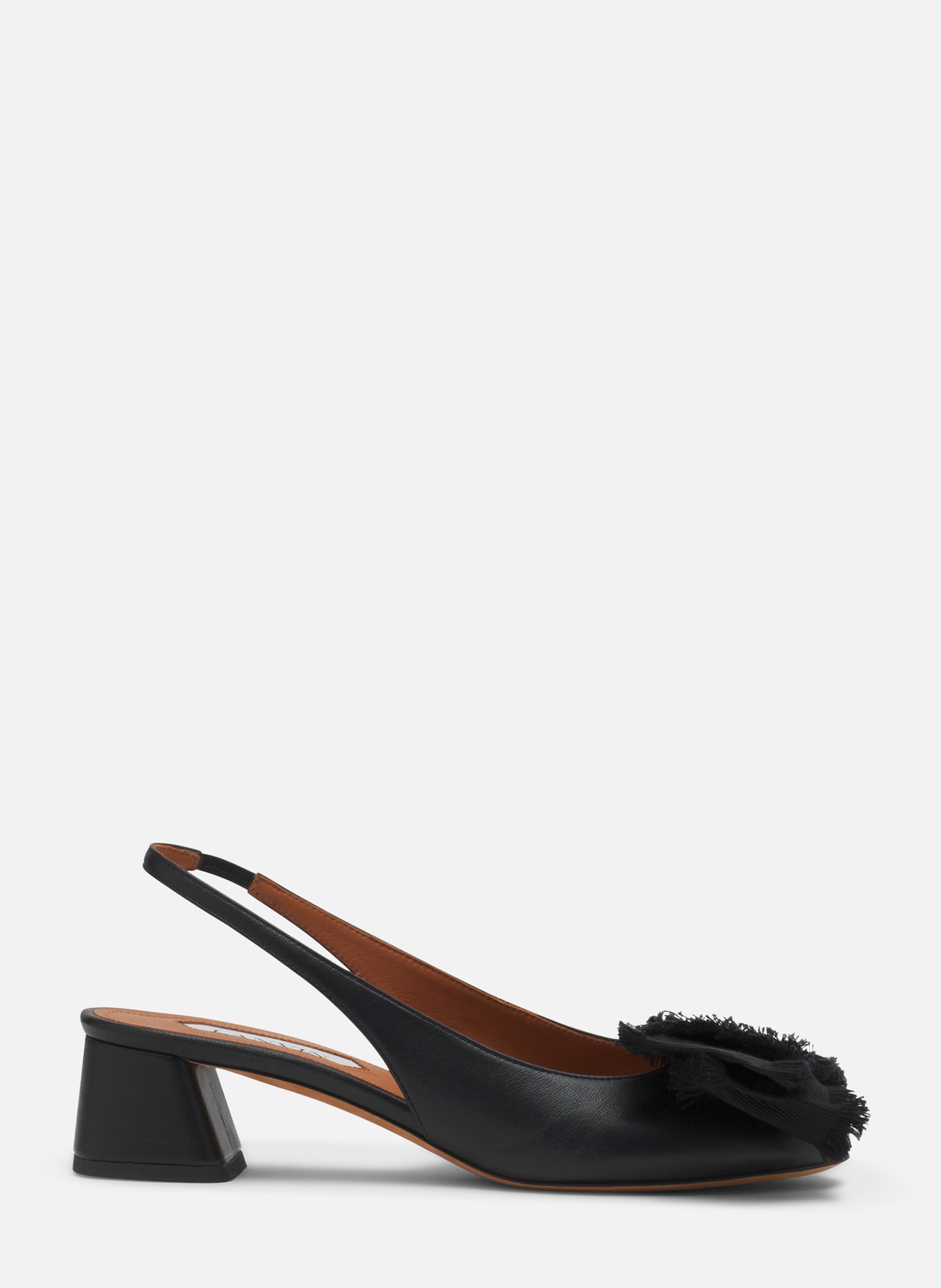 Slingback à talons ballerine en cuir LANVIN Noir