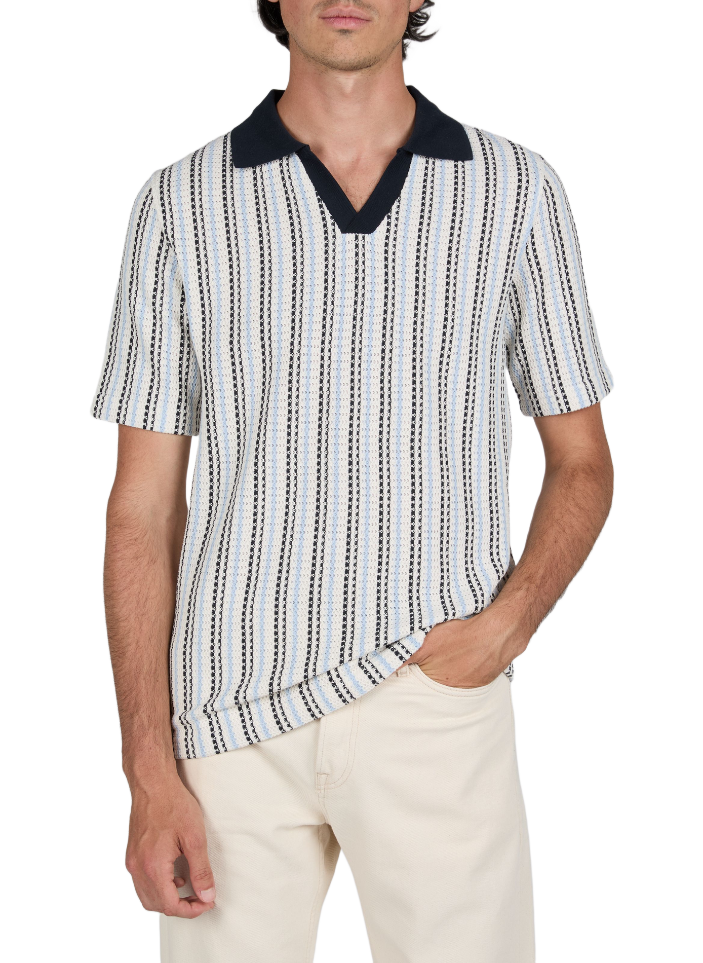 Short-sleeved striped Samac polo SAMSOE SAMSOE White