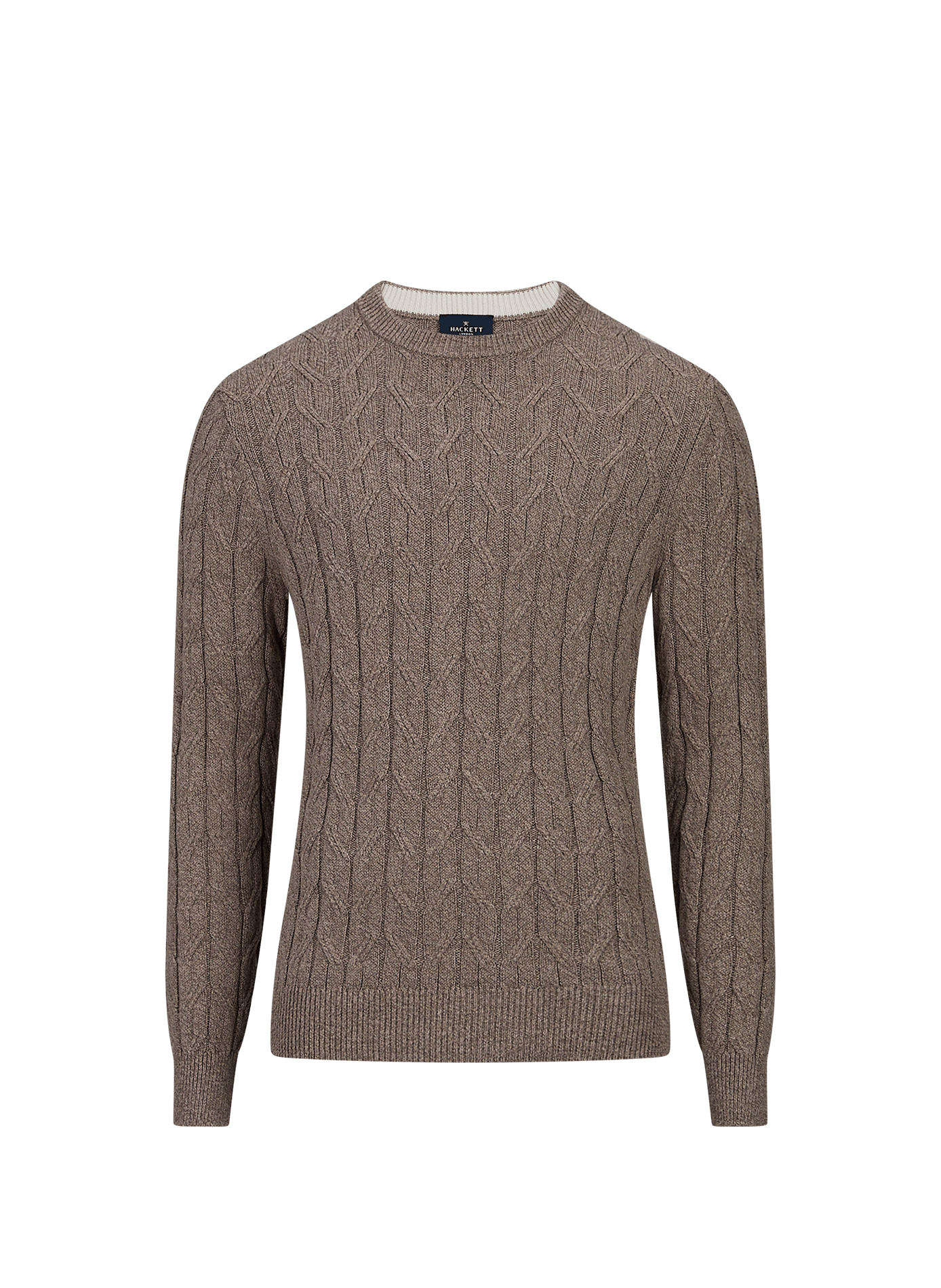 Pull en mailles torsadées en coton mélangé HACKETT Beige