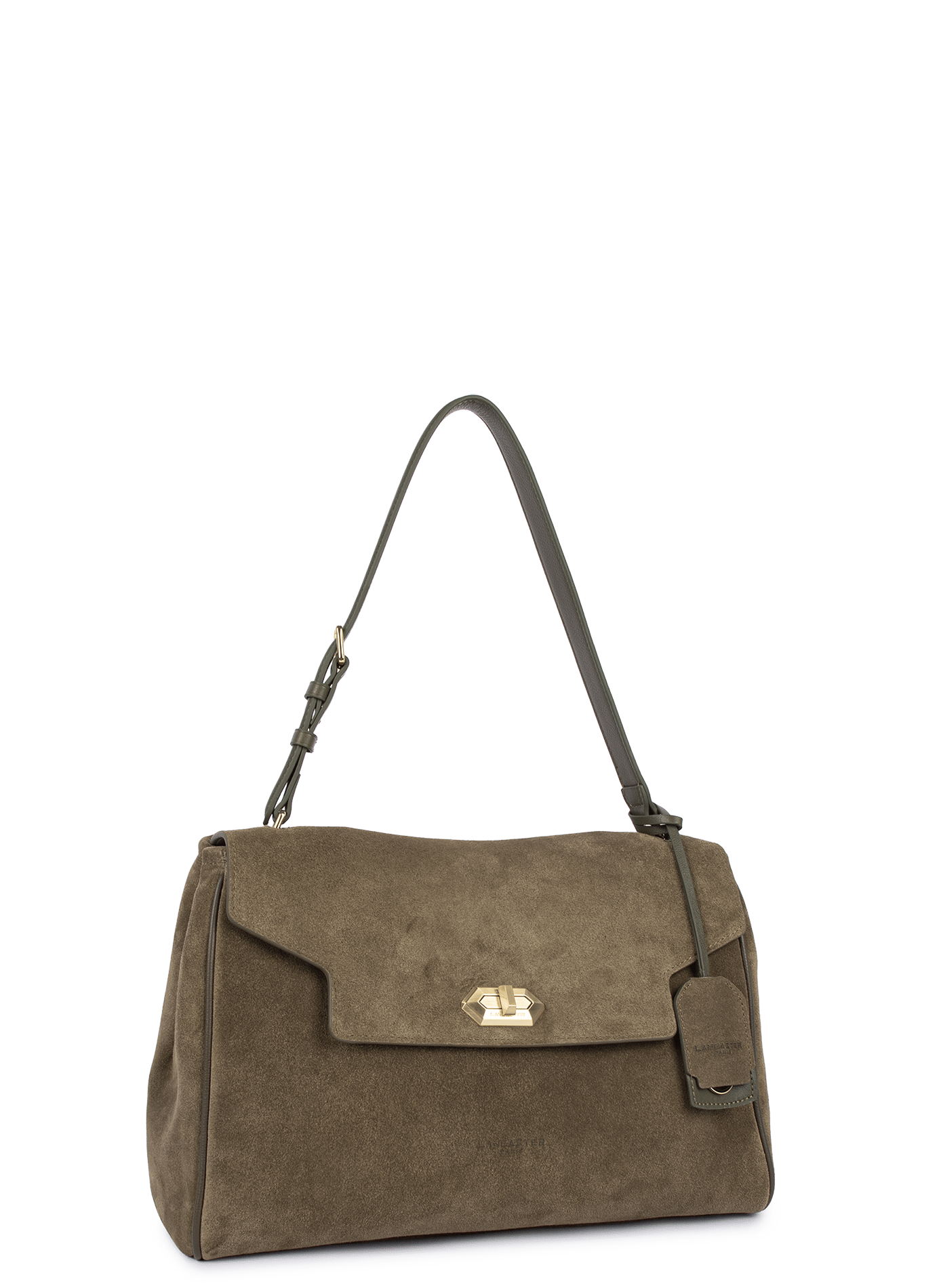 Grand sac cabas épaule - suède grace LANCASTER Kaki