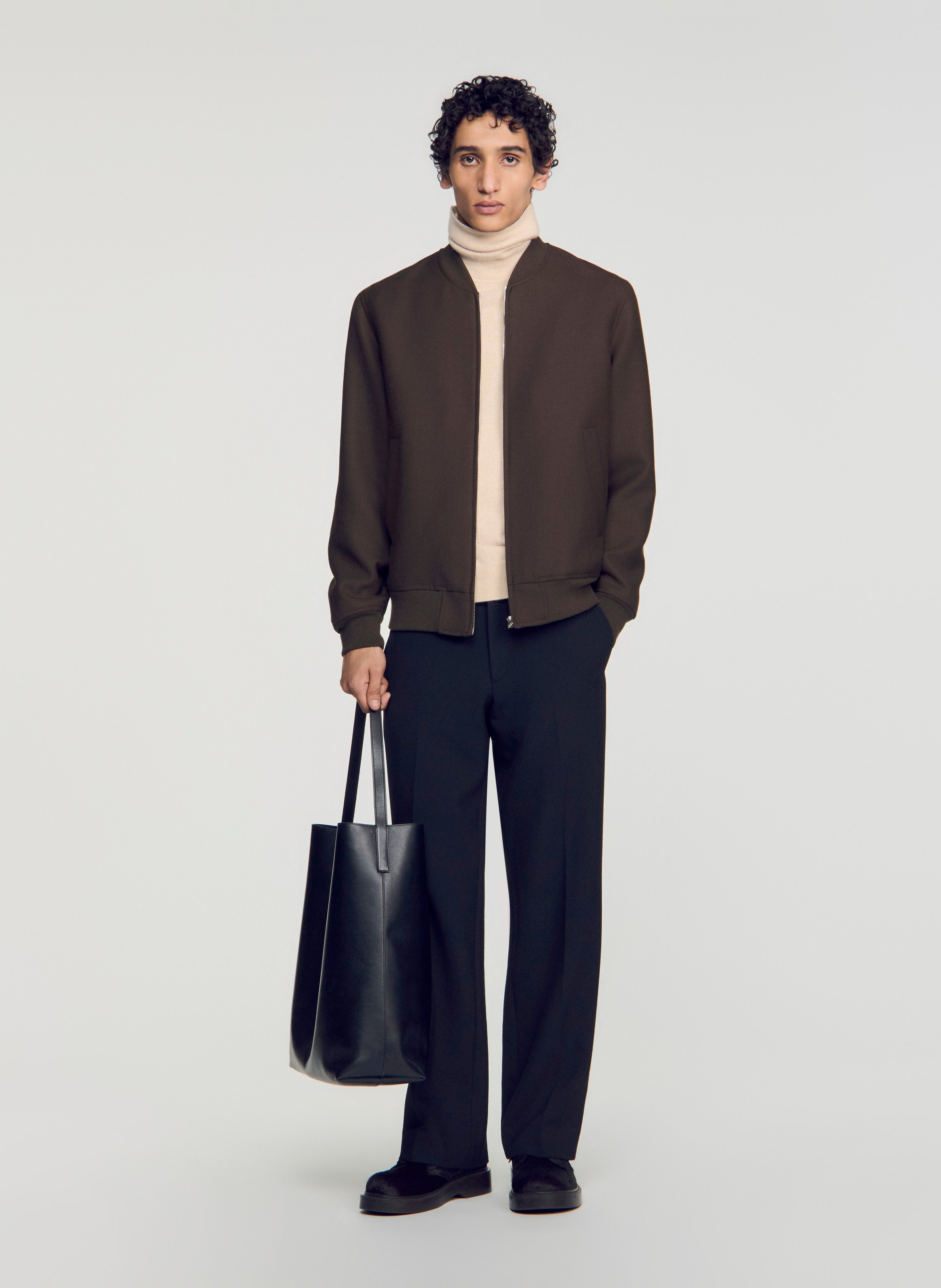 Blouson col teddy SANDRO Beige