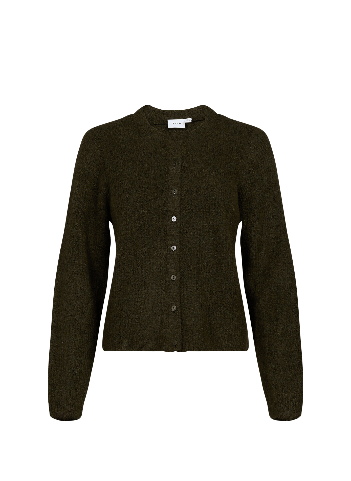 Vilory ribbed round neck cardigan VILA Khaki