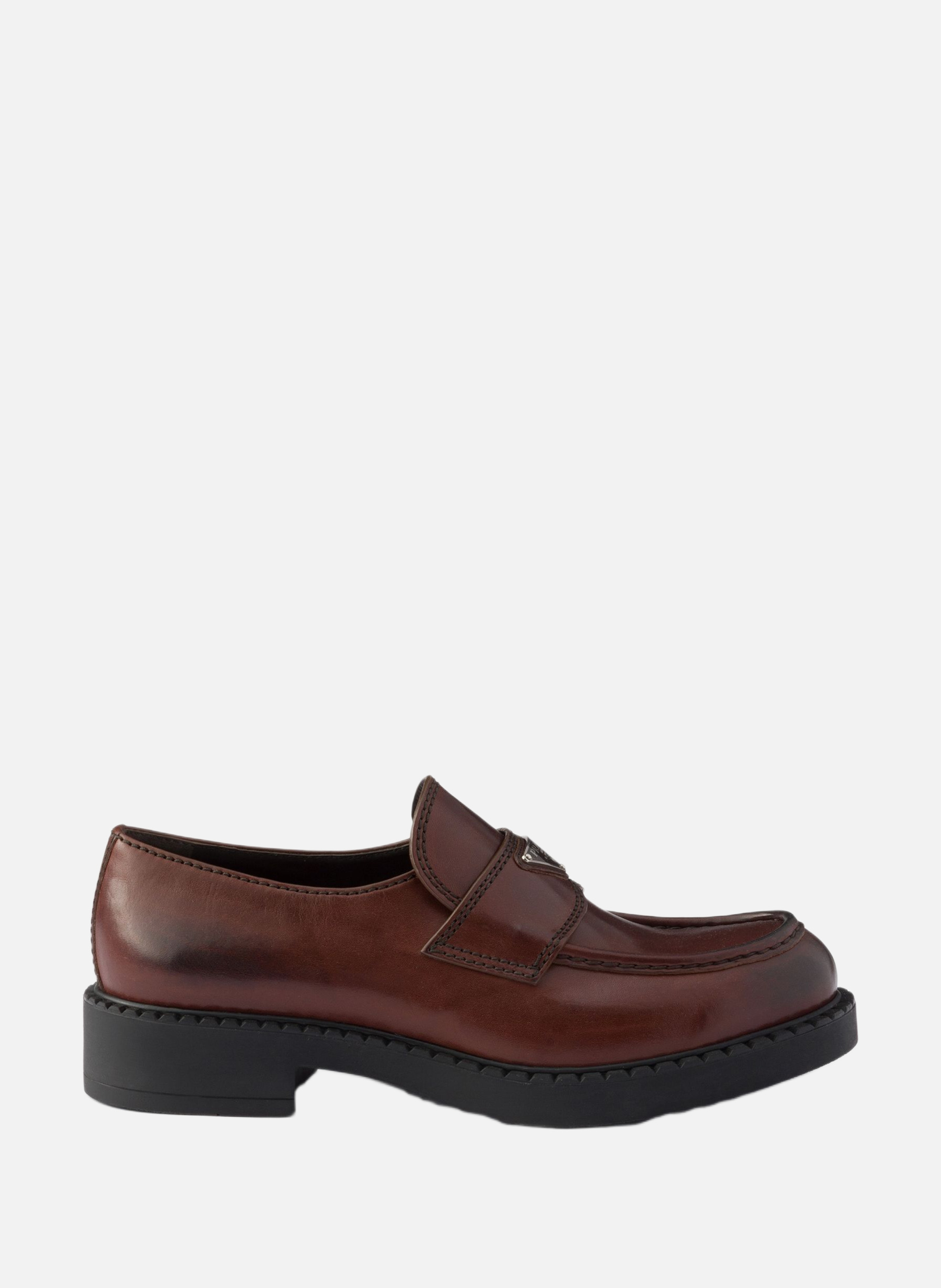 Mocassins en cuir vieilli PRADA Marron