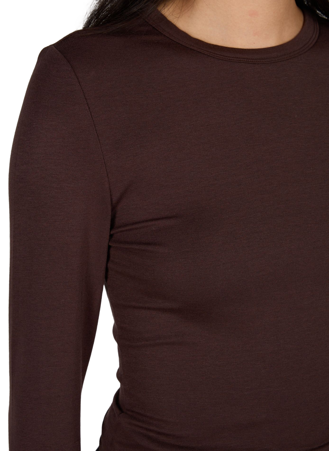 Straight fit round neck solid t-shirt ROUGE EDIT Brown