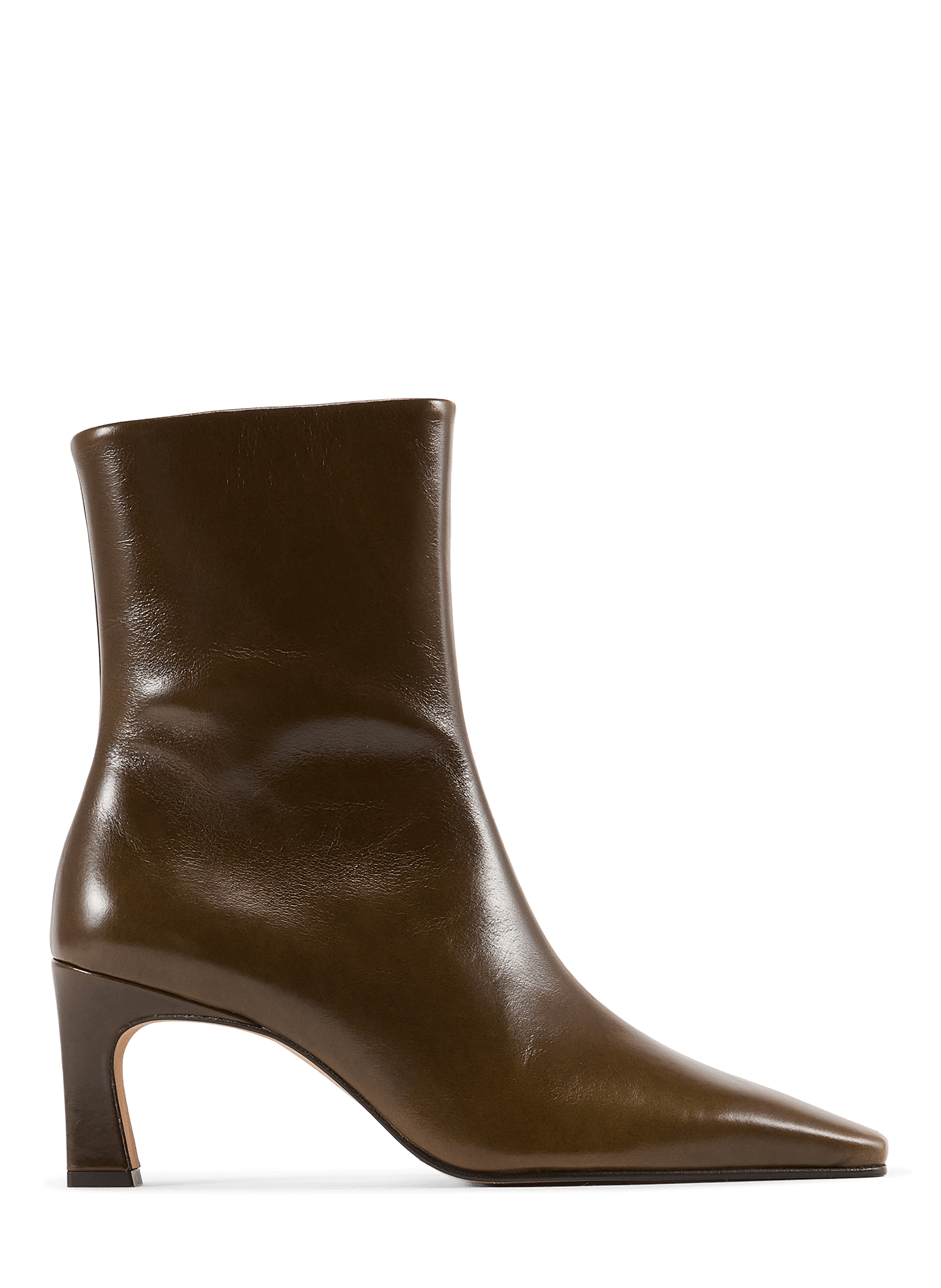 Emilie leather heeled ankle boots BOBBIES Khaki