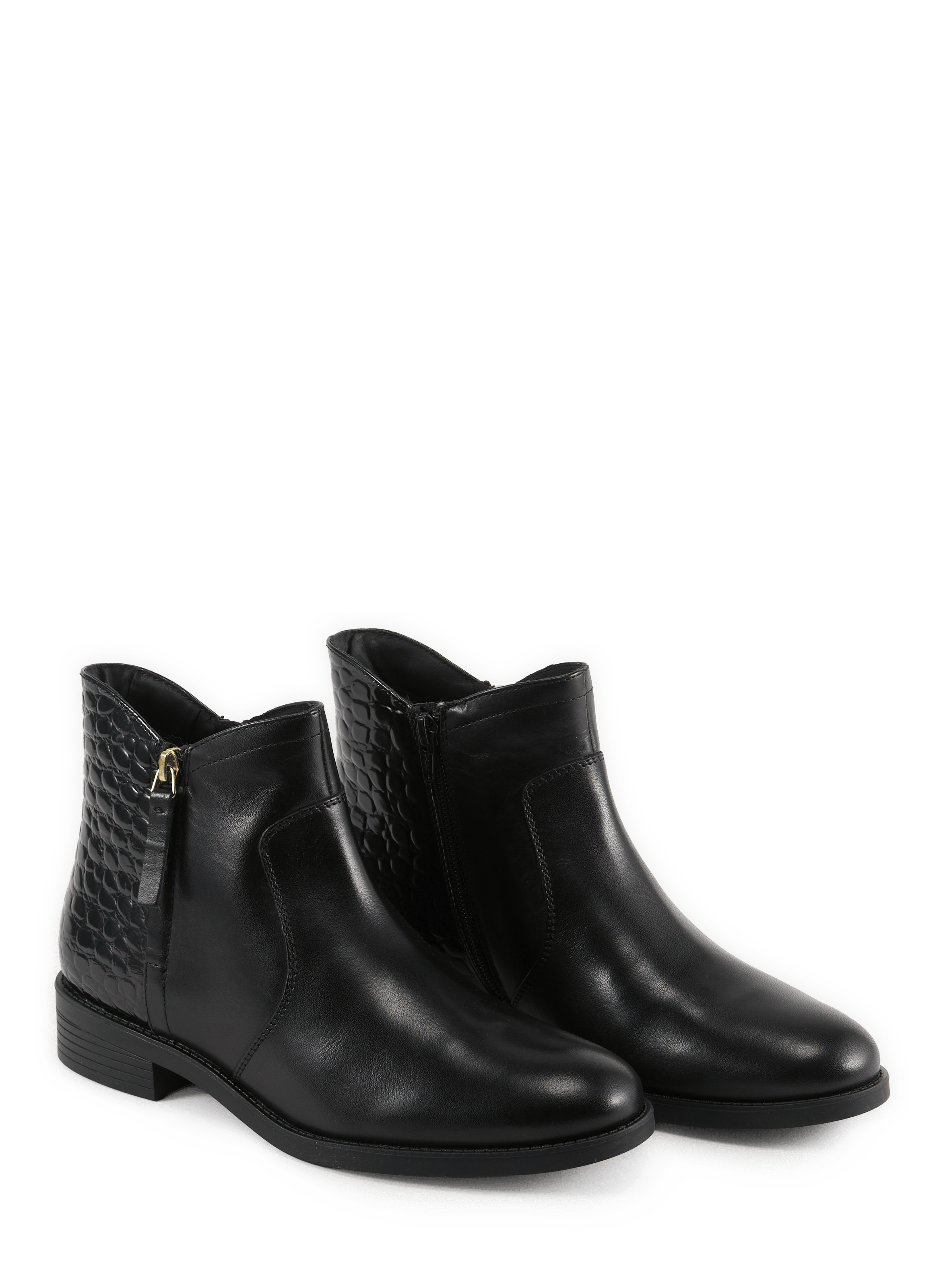 Esmeena crocodile-effect leather zip-up ankle boots | Black GEOX Women