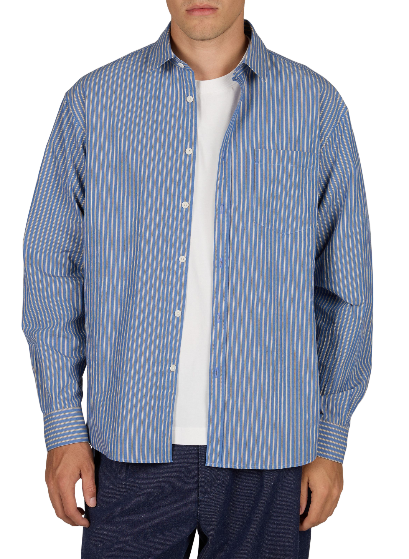 Loose-fitting Striped Shirt OLOW Blue