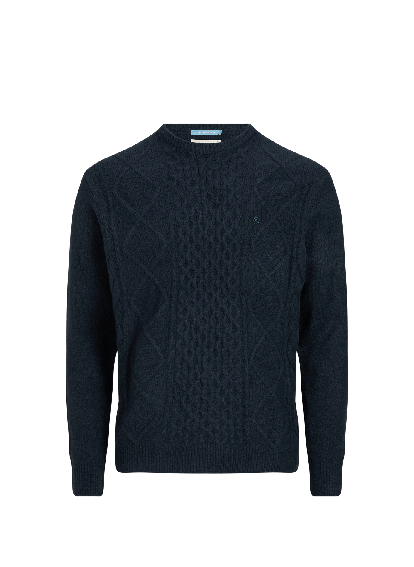 Runder gerader Pullover in Uni-Farbe REPLAY Blau