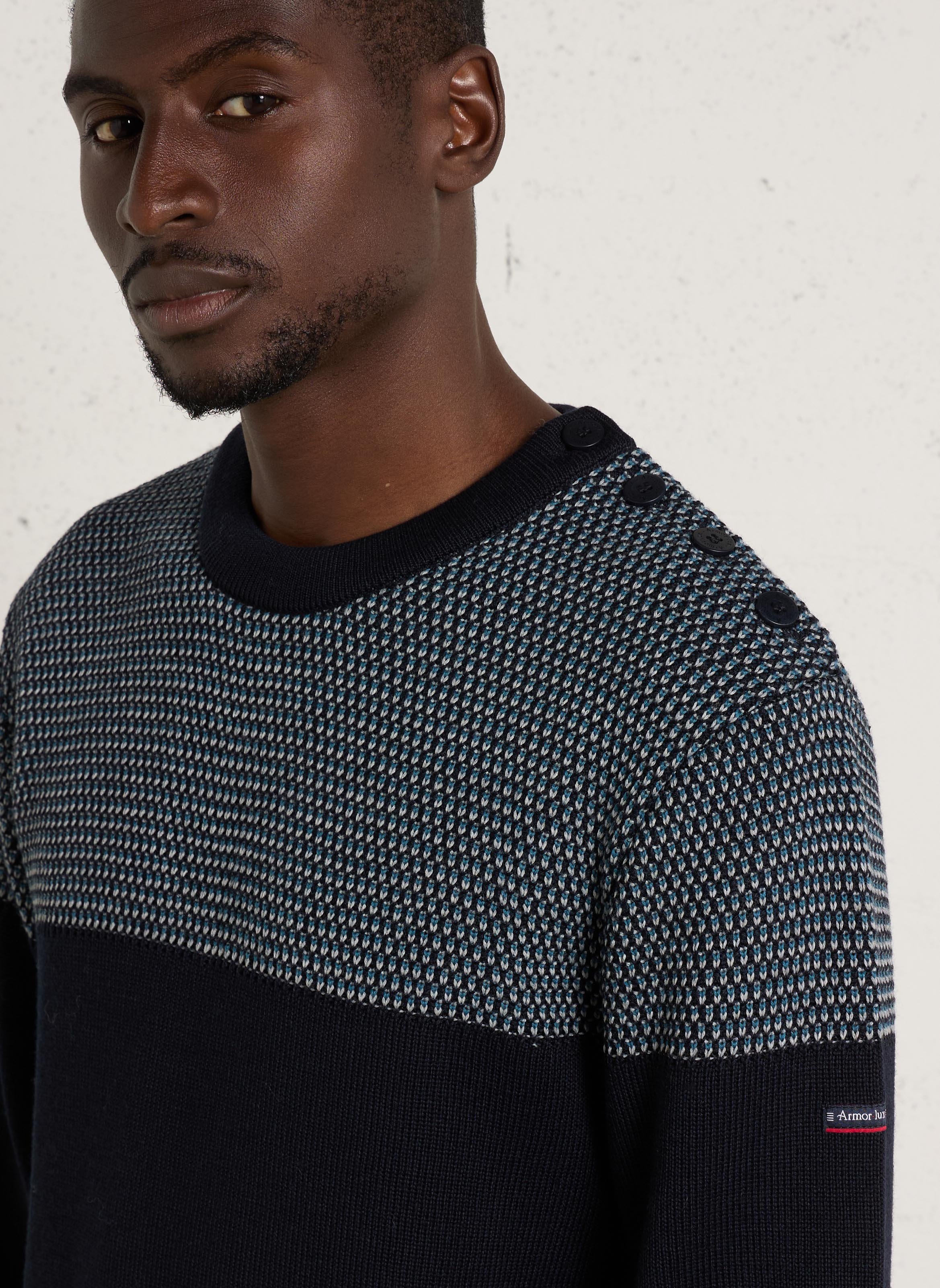 Pull droit col rond en laine mélangée ARMOR-LUX Bleu