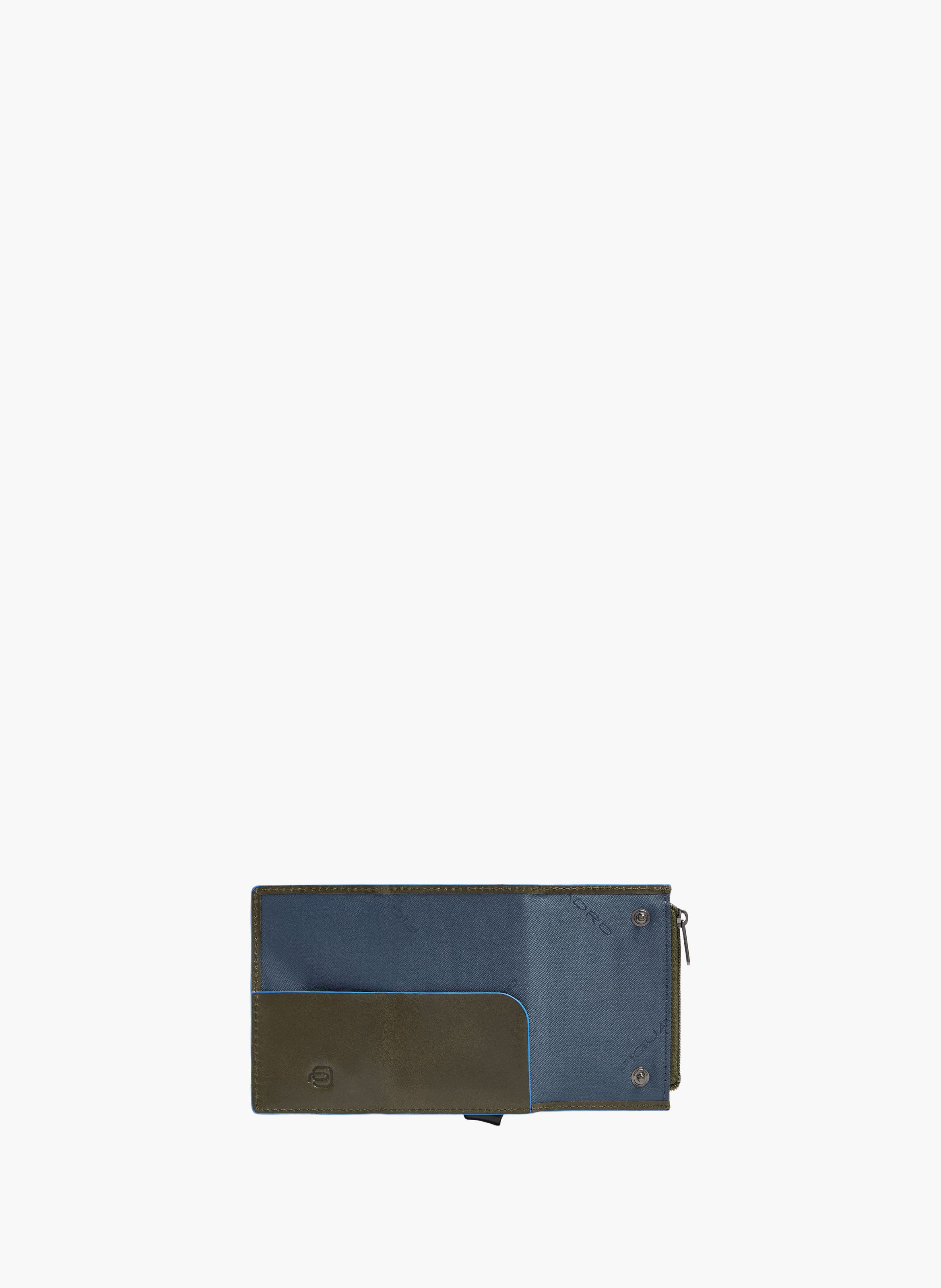 Compact leather wallet with pop-up card holder PIQUADRO Green