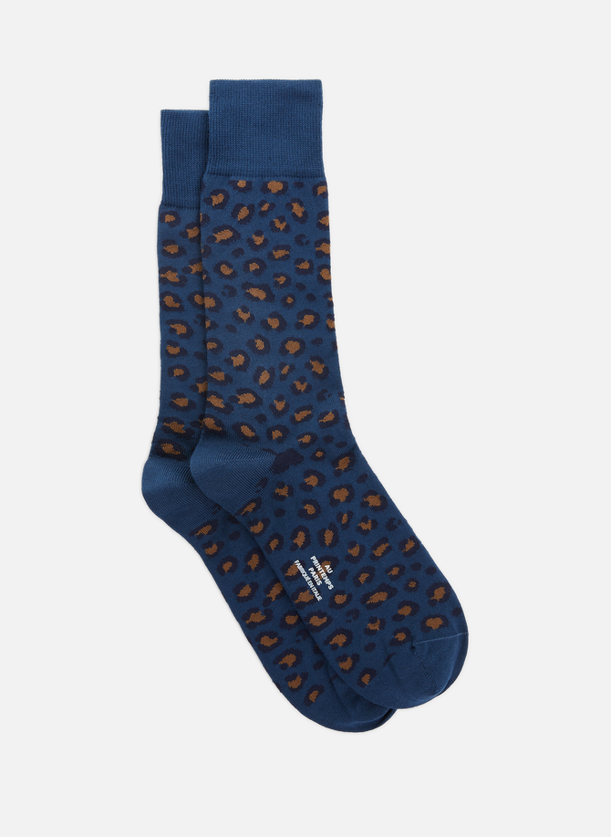 Leopard-print mid-calf cotton-blend socks AU PRINTEMPS PARIS