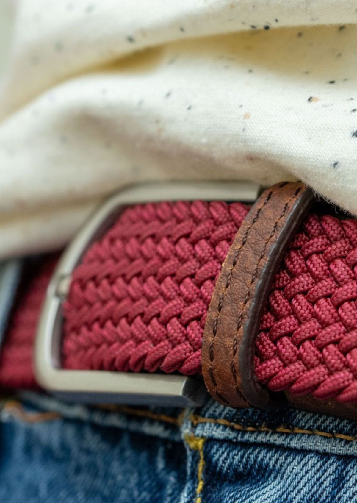 Ceinture tressée élastique unie BILLYBELT Rouge