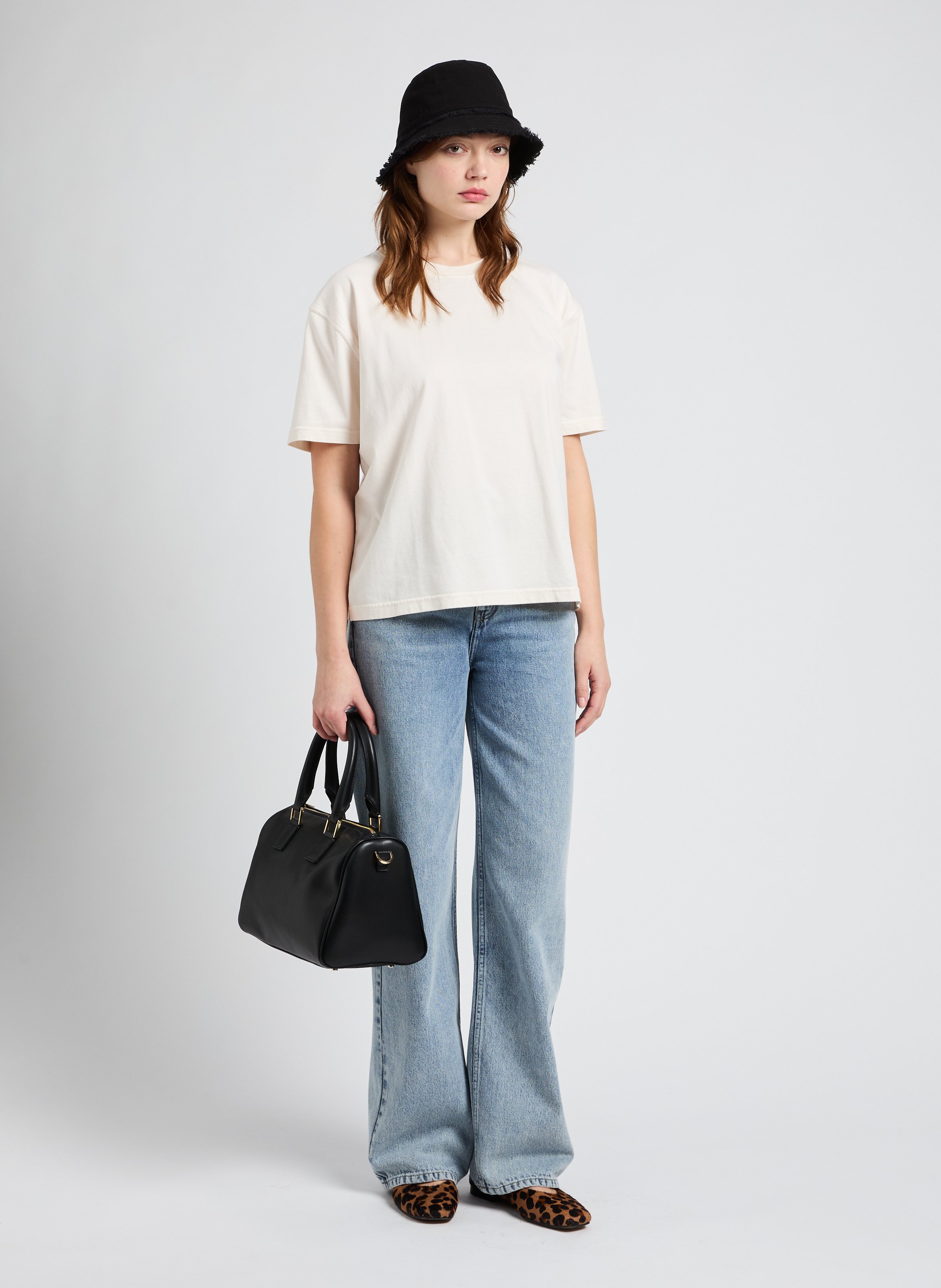 Bob à franges en coton Noir