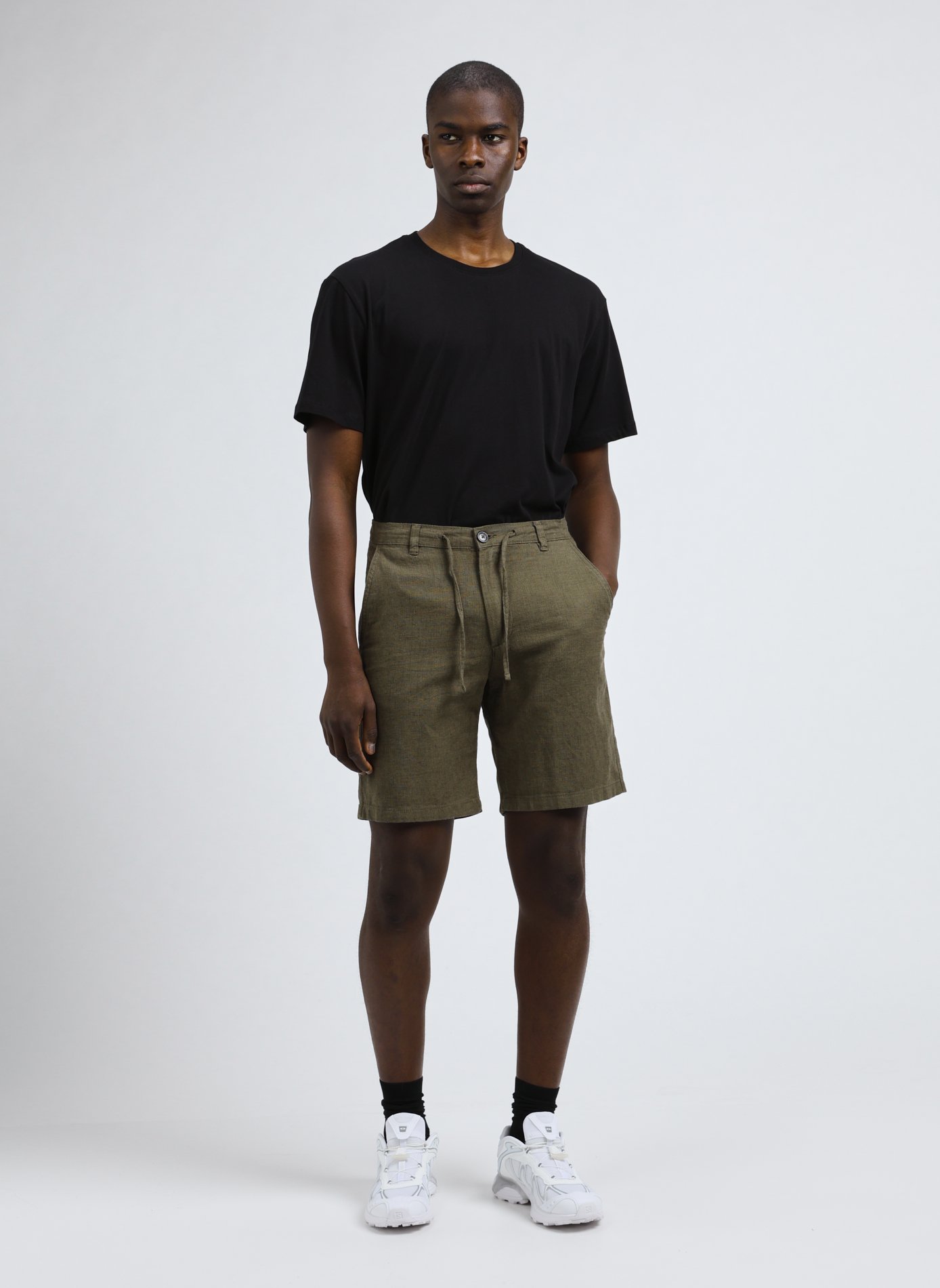 Cotton and linen shorts SELECTED Green