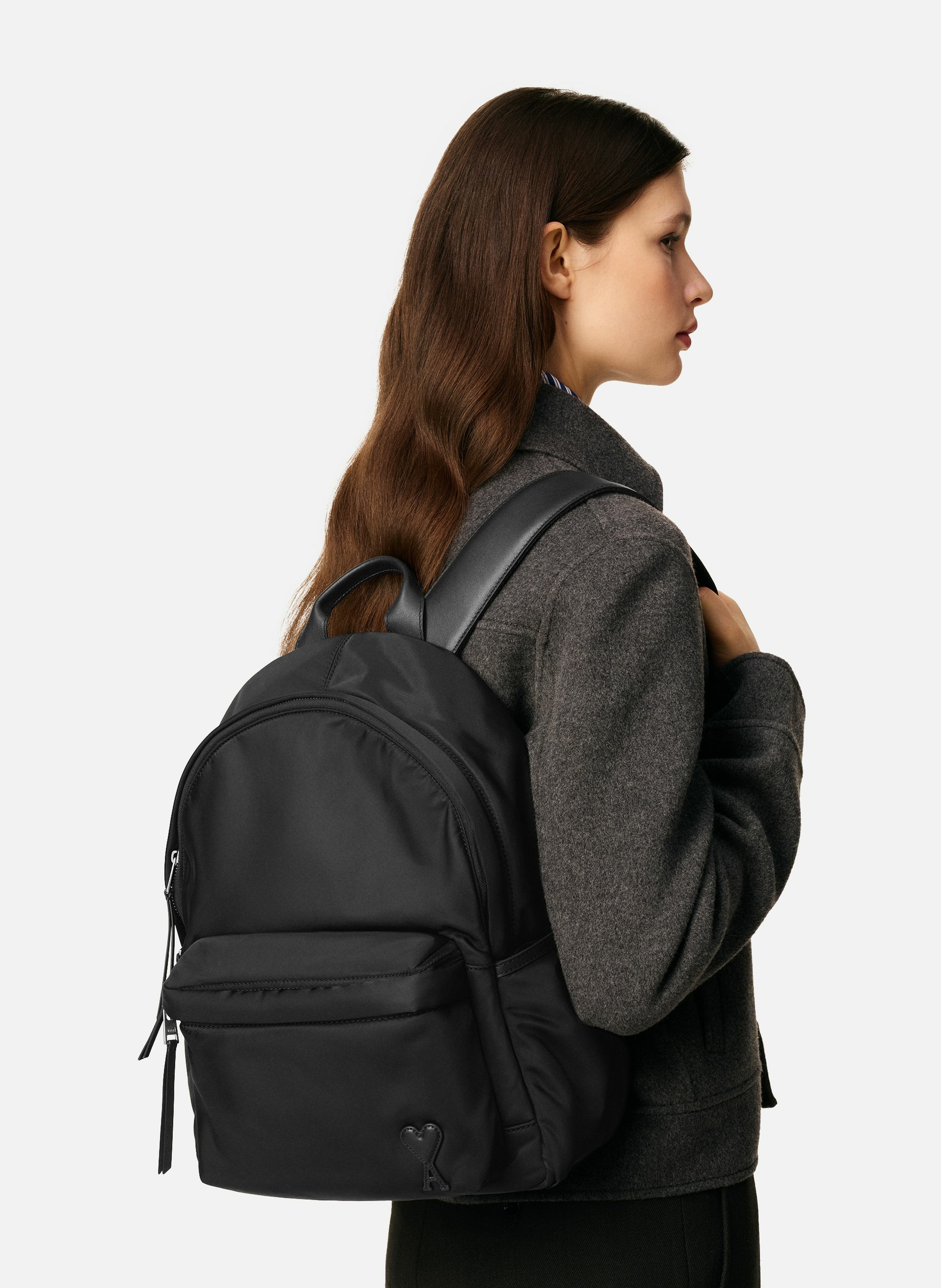 Sac a dos marcel en nylon ouatiné unisexe AMI PARIS Noir