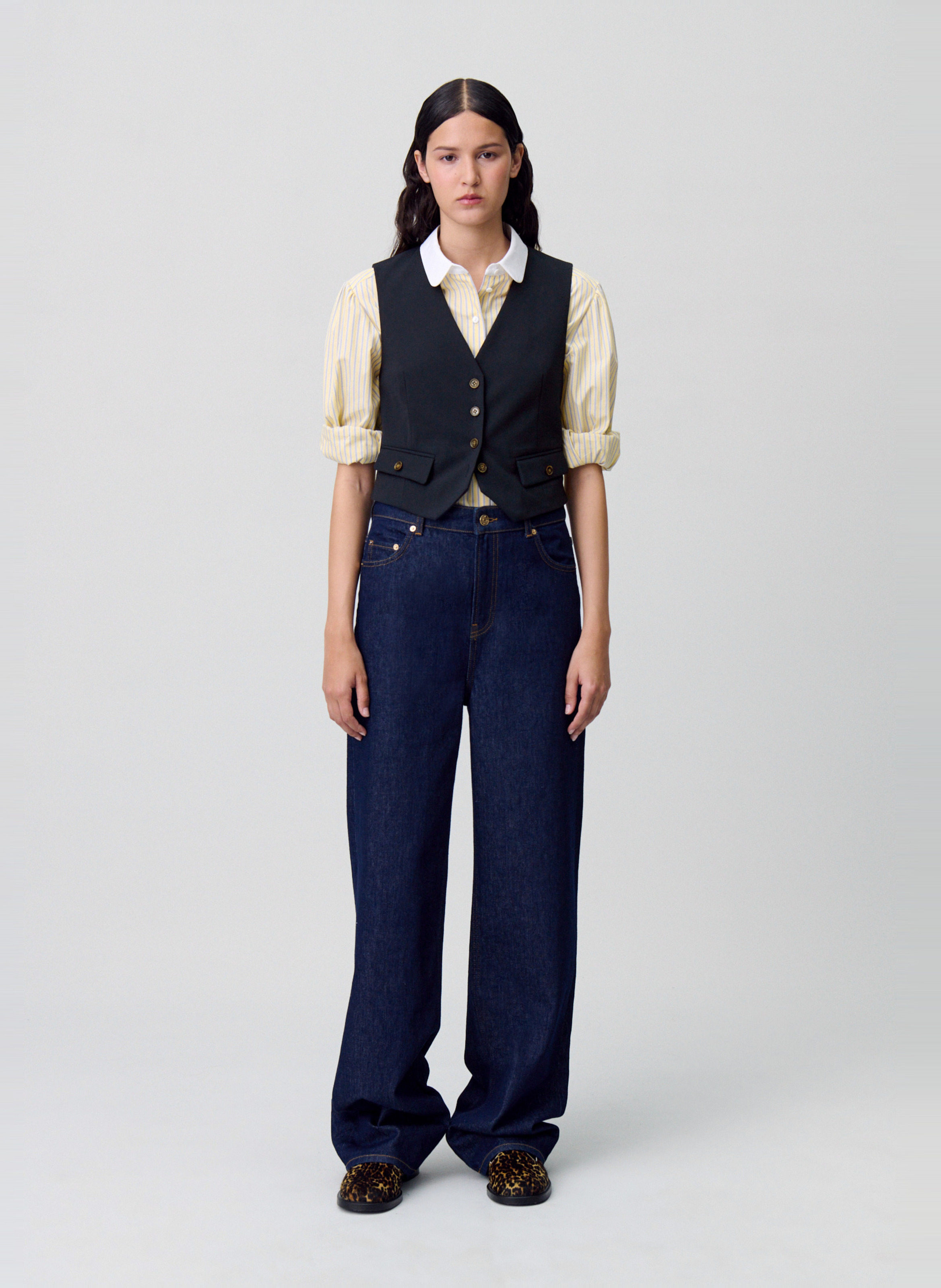 Gilet de costume col v Bleu