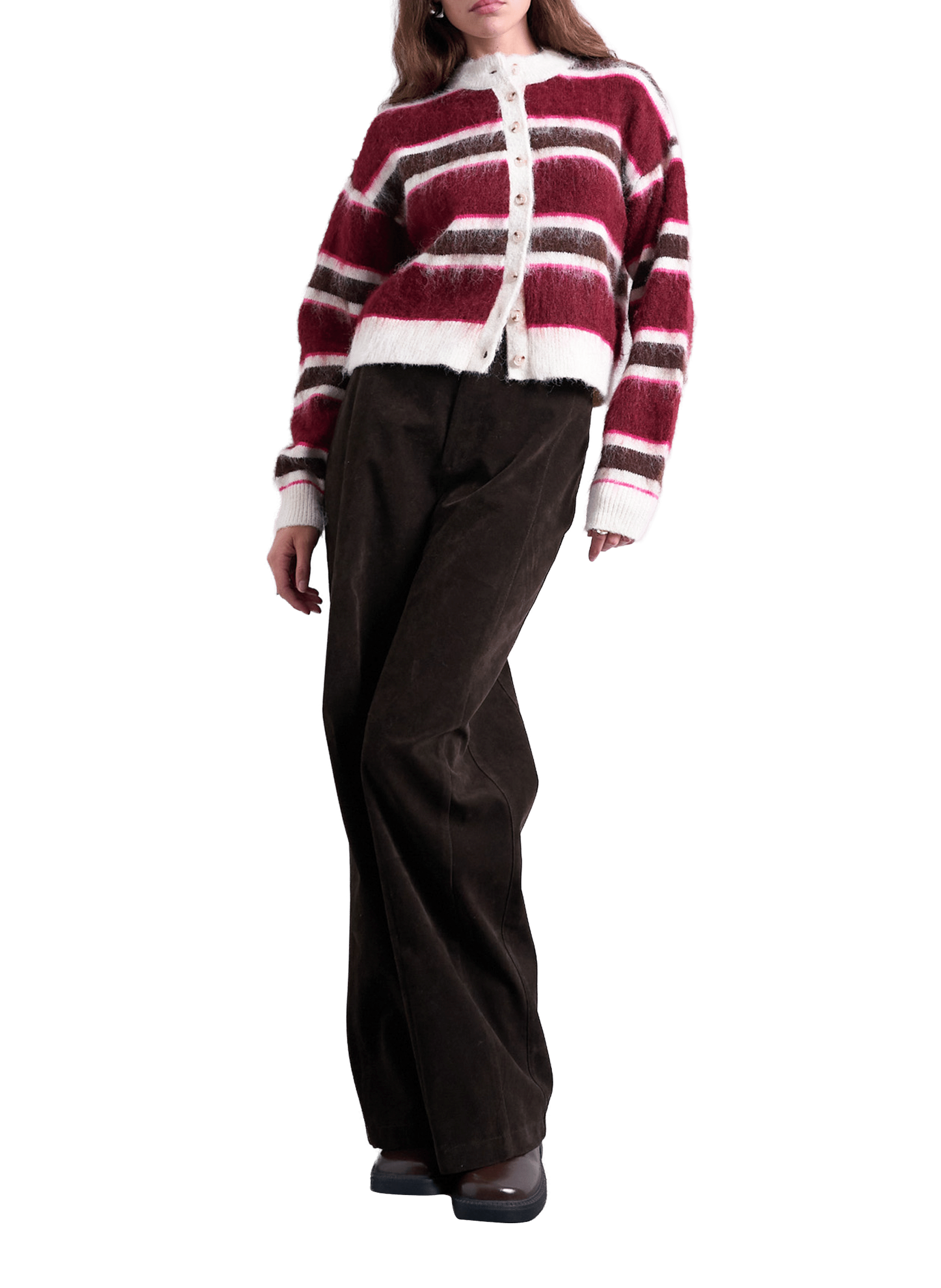 Cardigan à rayures TOPSHOP Rose