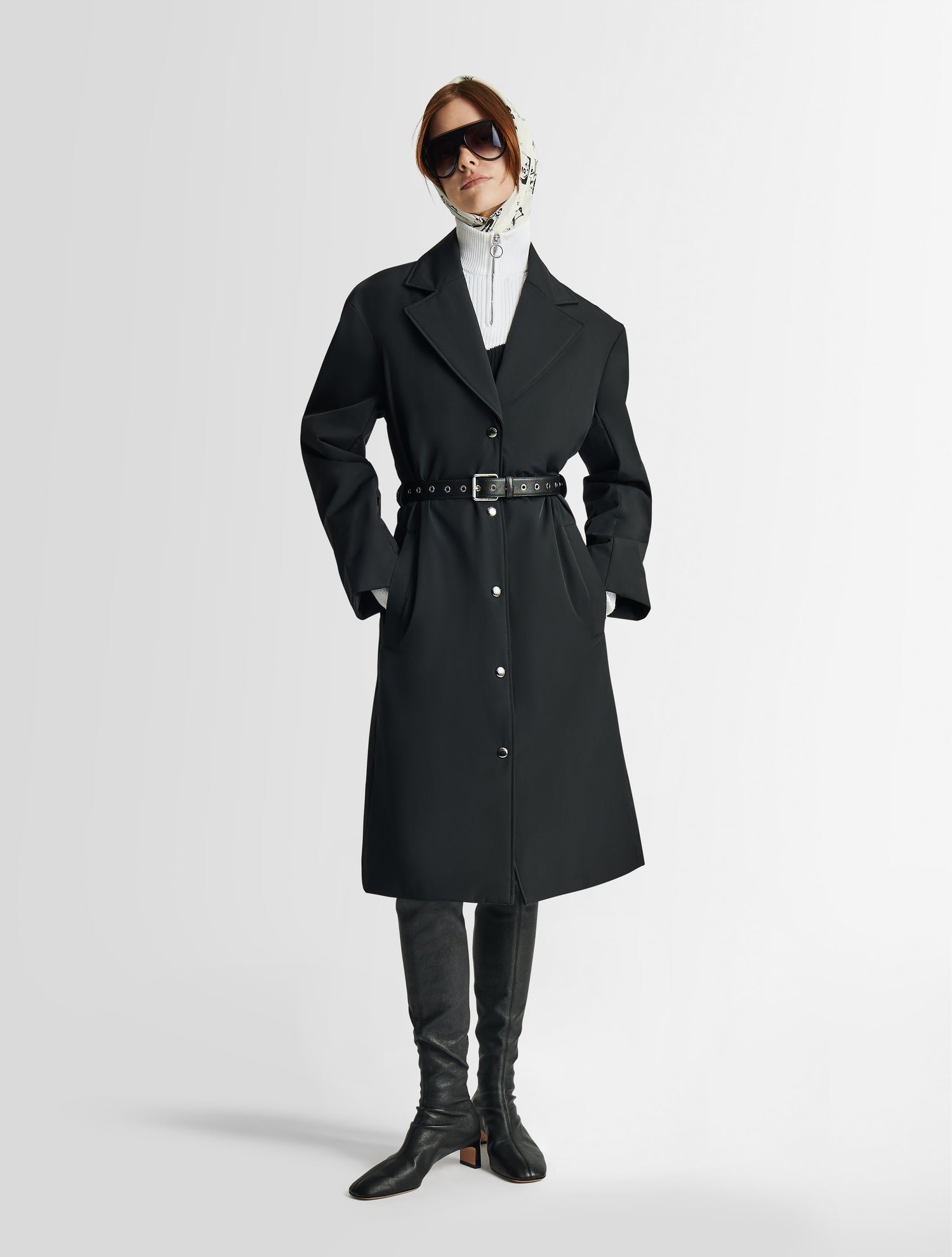 Manteau daimee belt col tailleur coupe regular FUSALP Noir