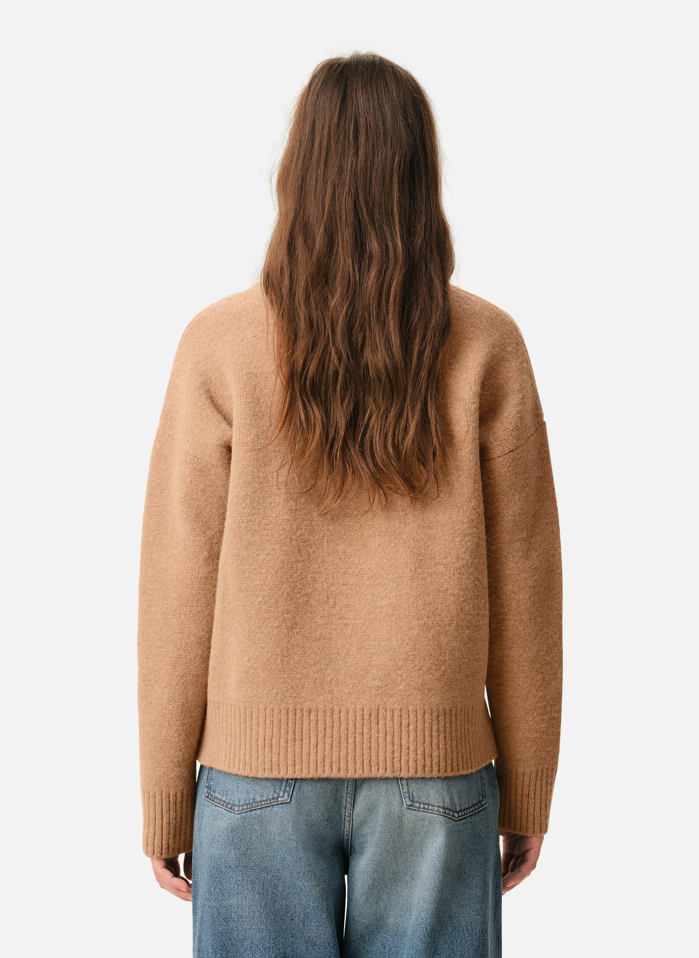 Polo ami de coeur en alpaga unisexe AMI PARIS Marron