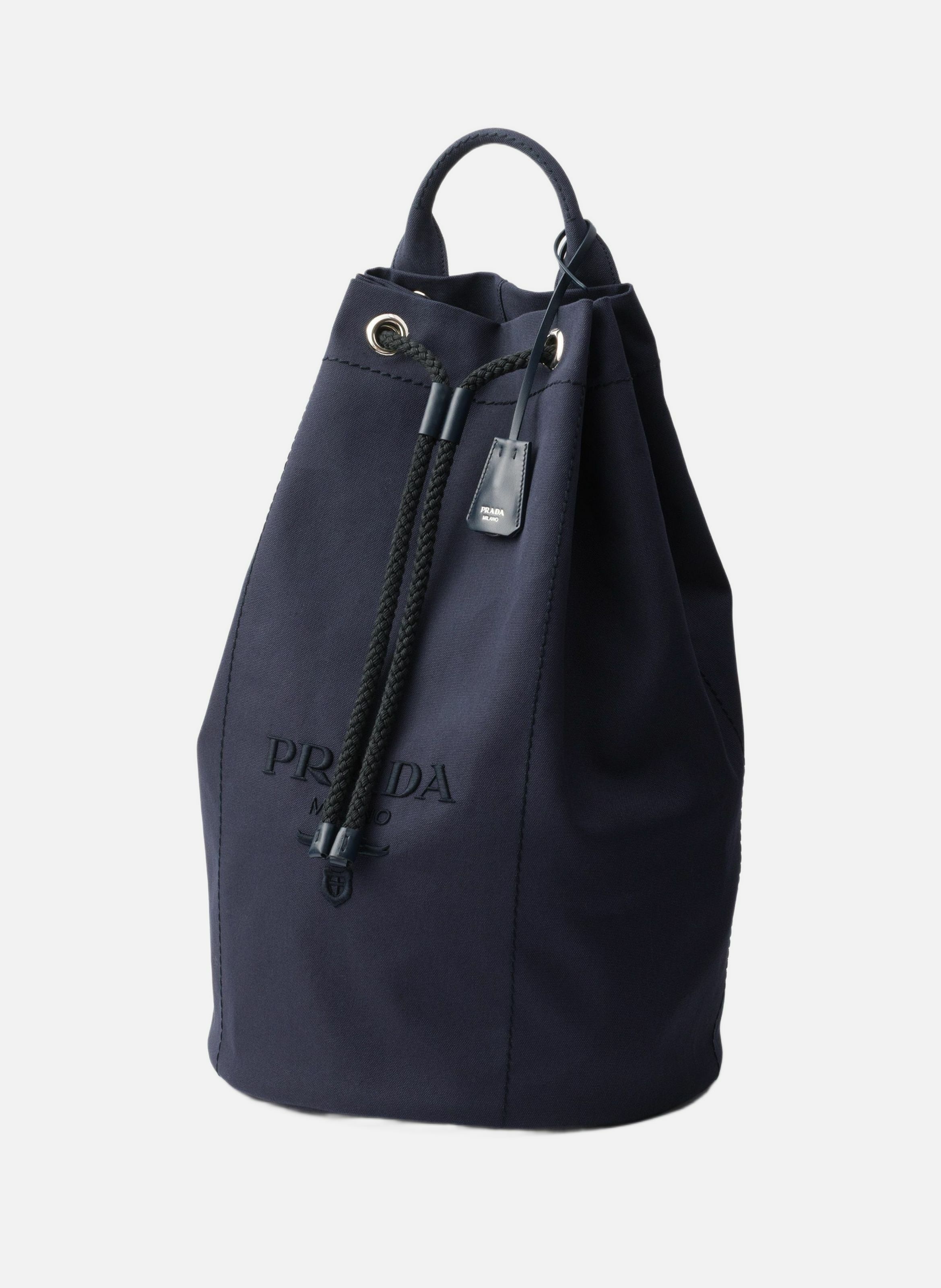 Sac de sport en toile avec cordon de serrage PRADA Bleu