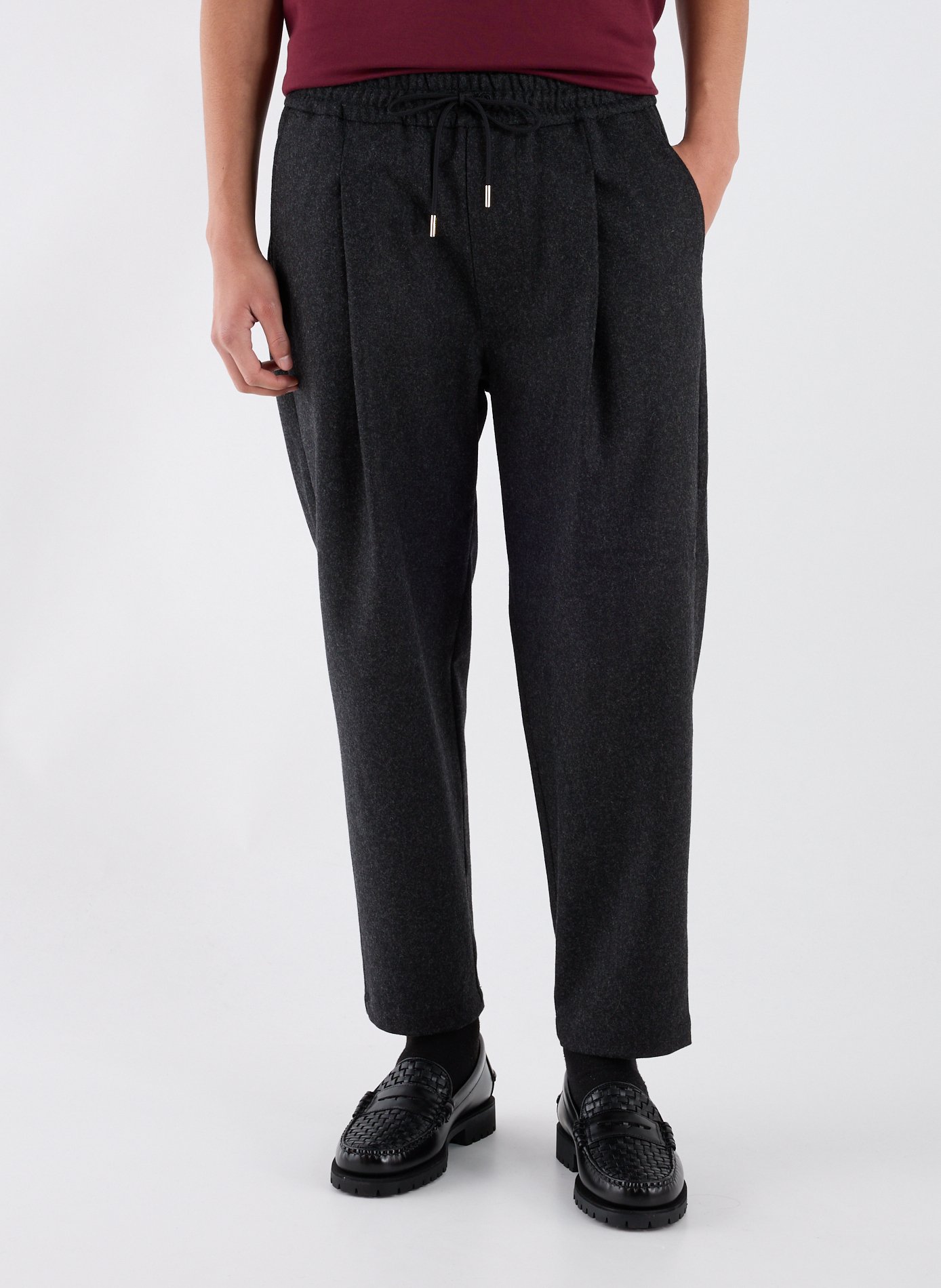 Cropped wool blend trousers DROLE DE MONSIEUR Grey