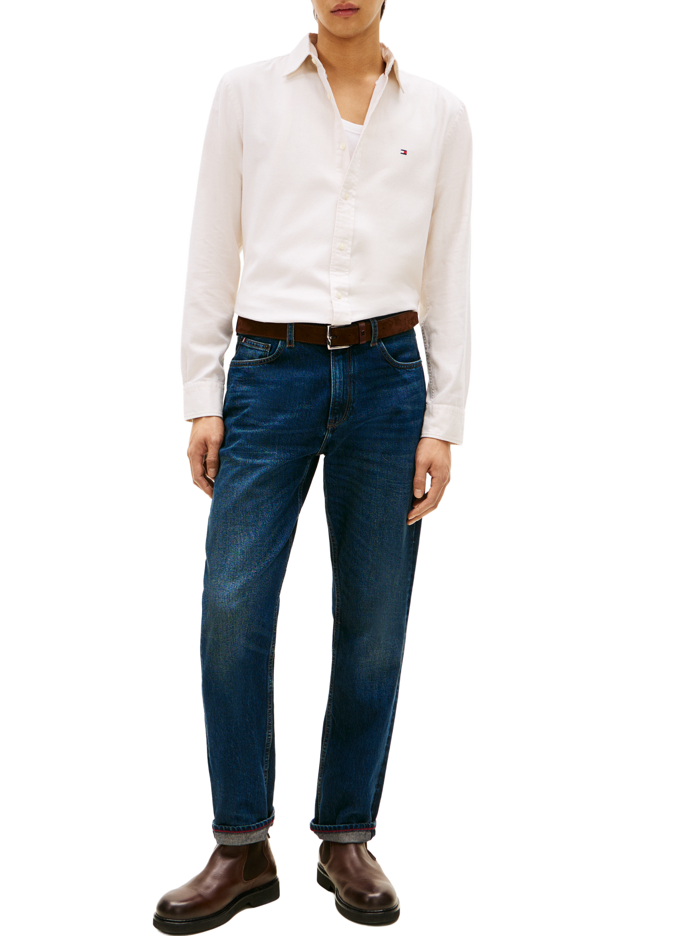 Classic shirt in cotton and linen TOMMY HILFIGER Beige