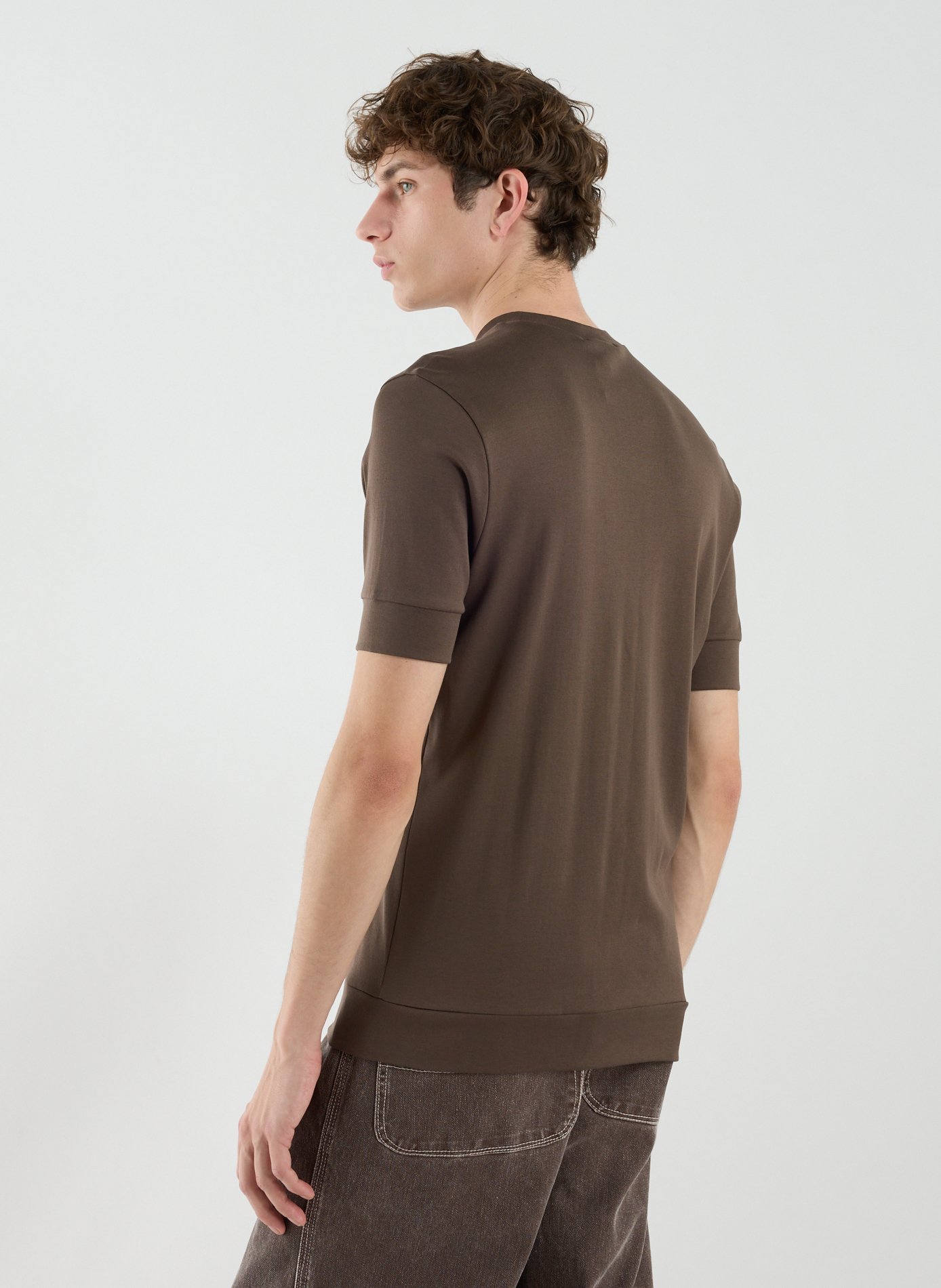 T-shirt col rond en coton STEFAN BRANDT Marron