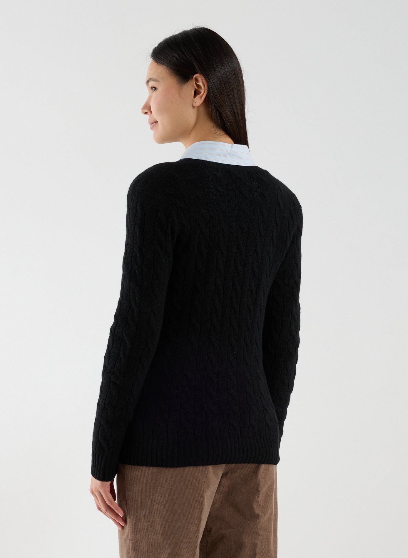 Pull col V en laine et cachemire POLO RALPH LAUREN Noir