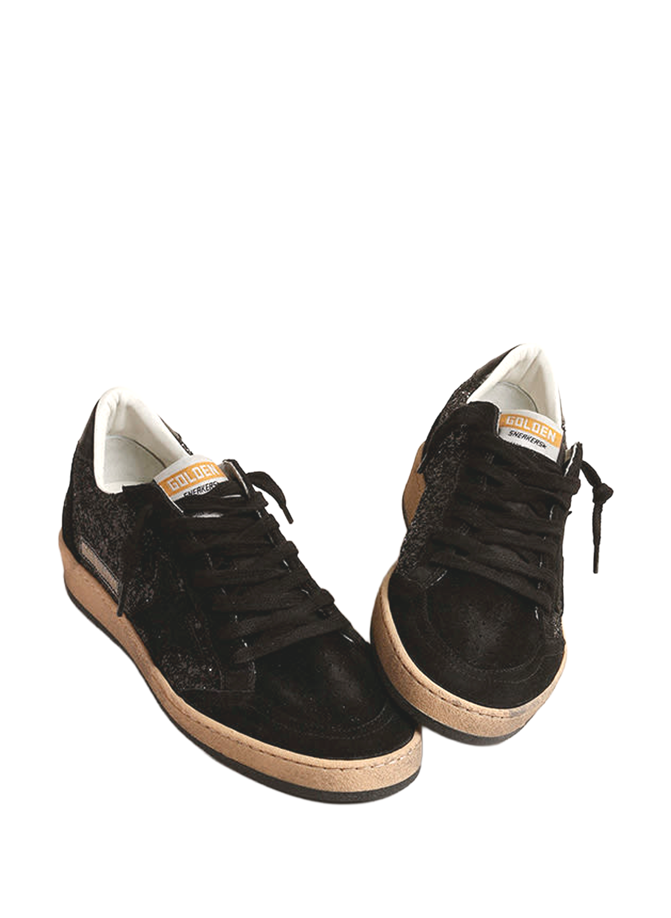 Low-top Ball Star sneakers in mixed leather GOLDEN GOOSE Black