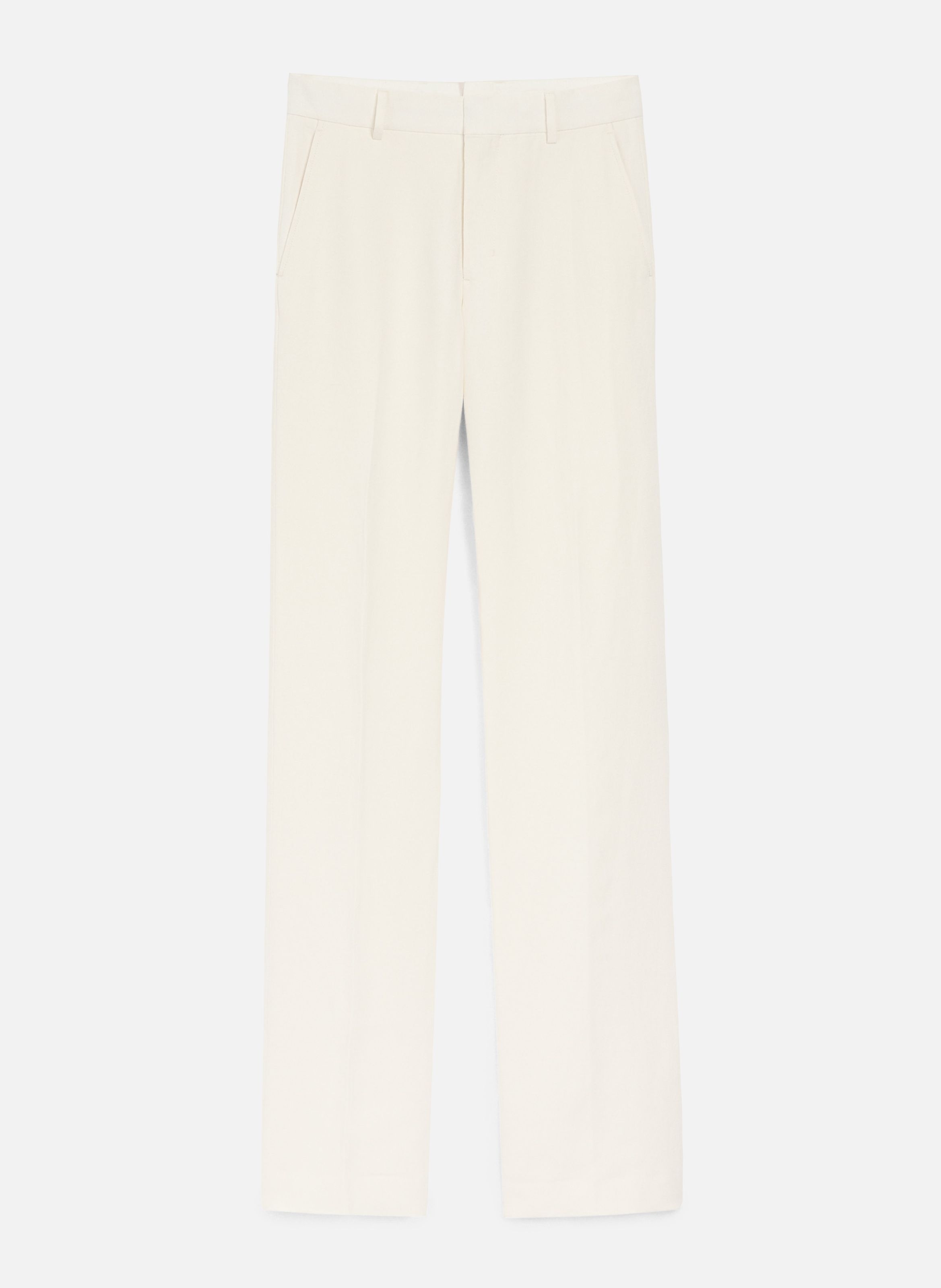 Pantalon droit en lin mélangé AMI PARIS Blanc