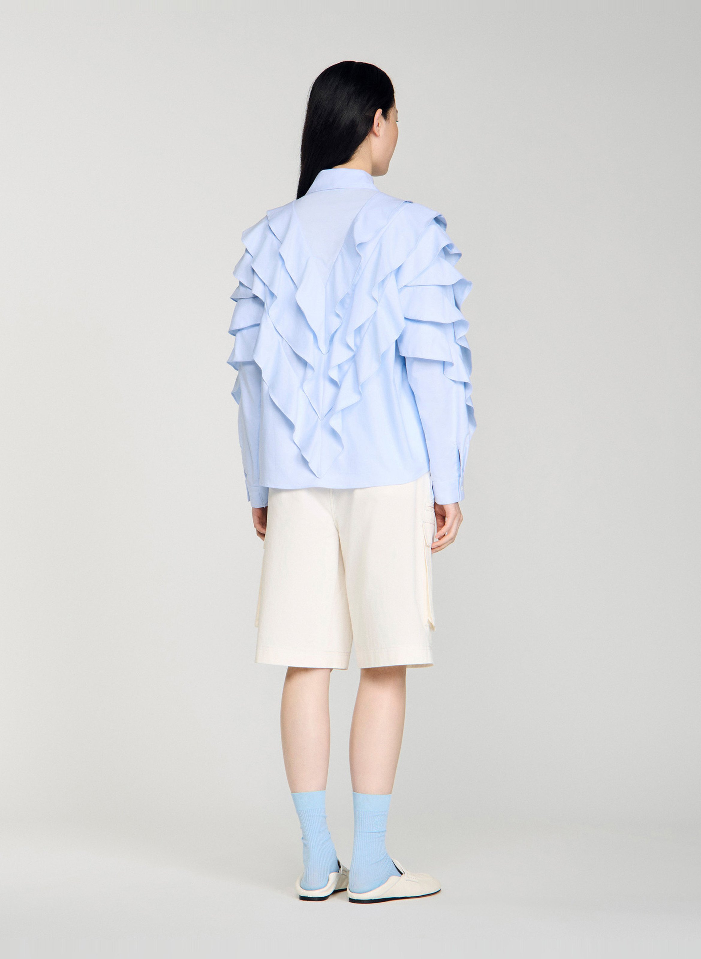 Chemise col classique en coton SANDRO Bleu