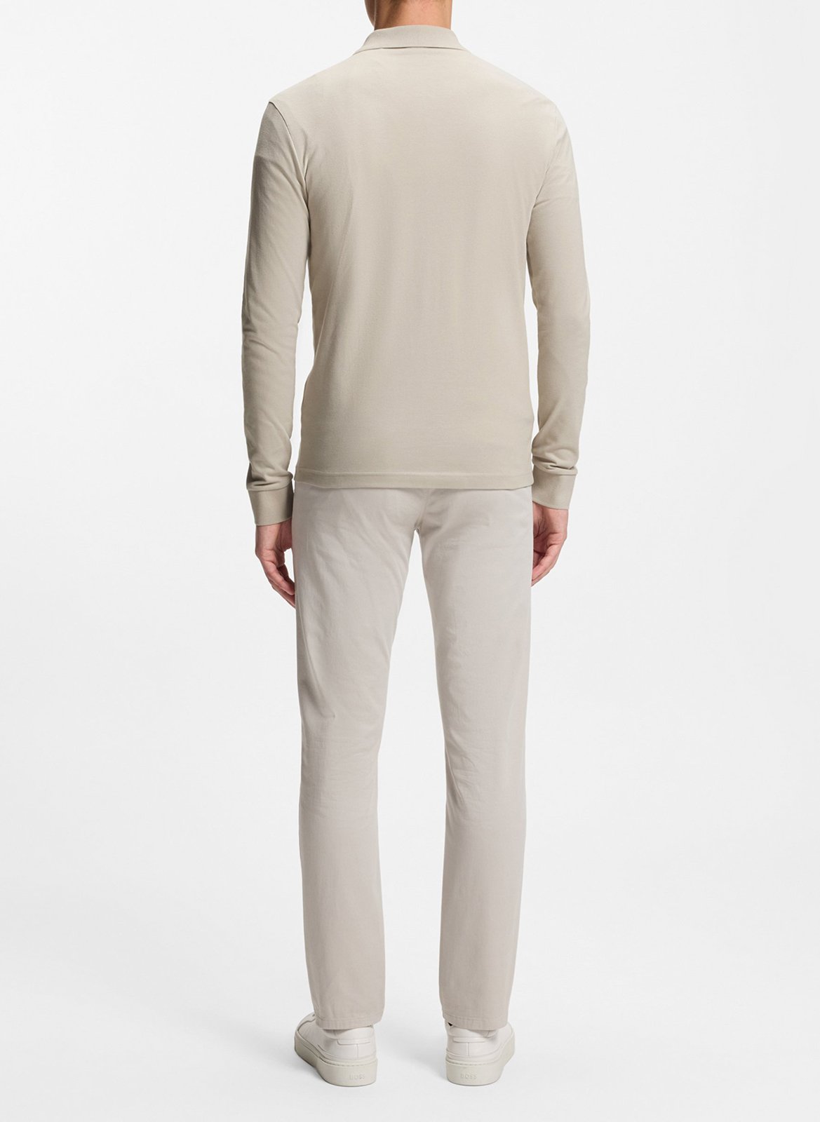 Polo à manches longues regular-fit en coton mélangé BOSS Argent