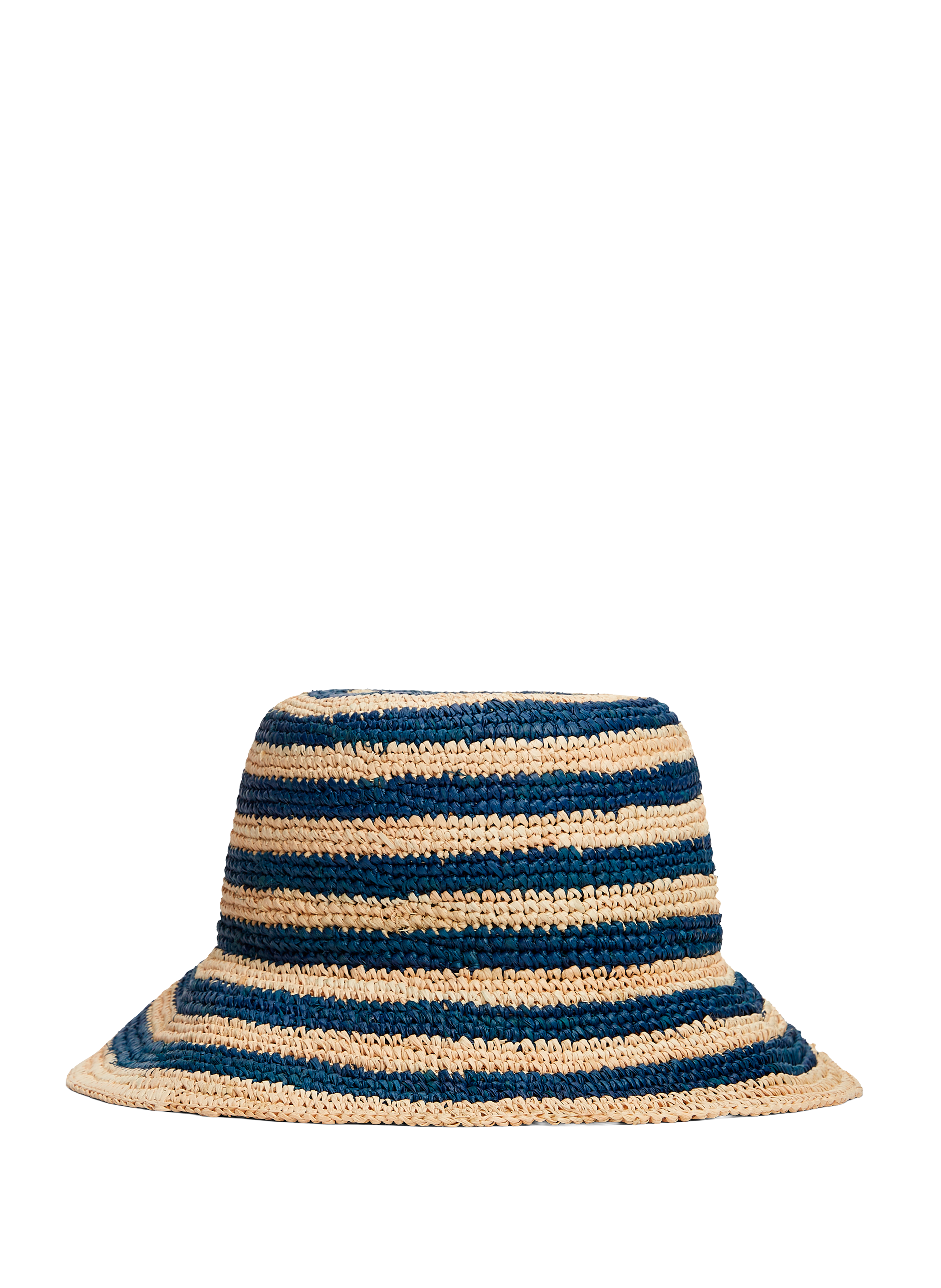 Bob rayé à logo brodé en paille TOMMY HILFIGER Bleu