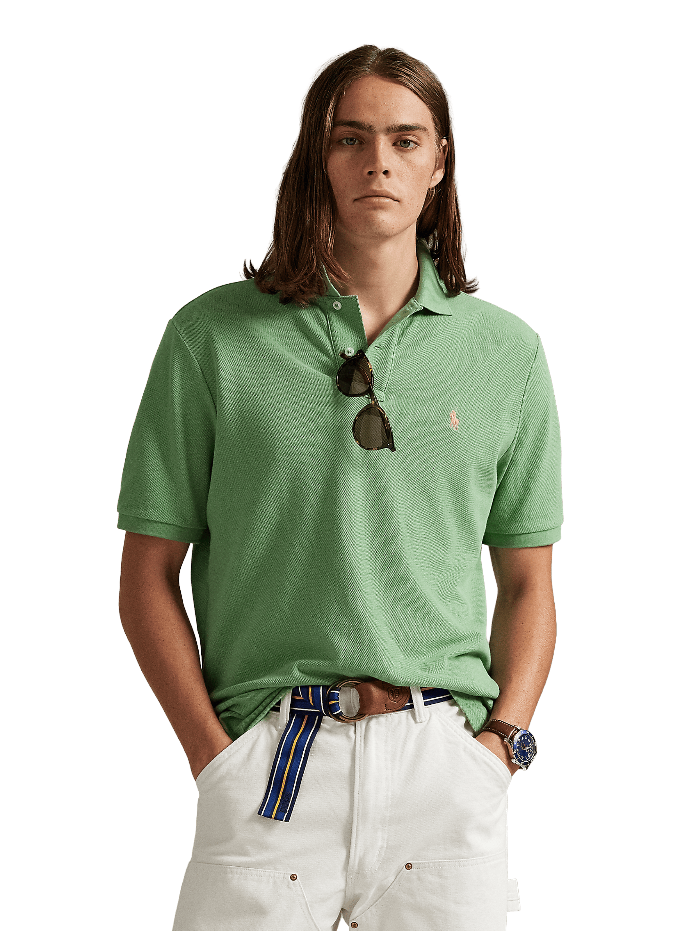 Polo droit en piqué de coton POLO RALPH LAUREN Vert