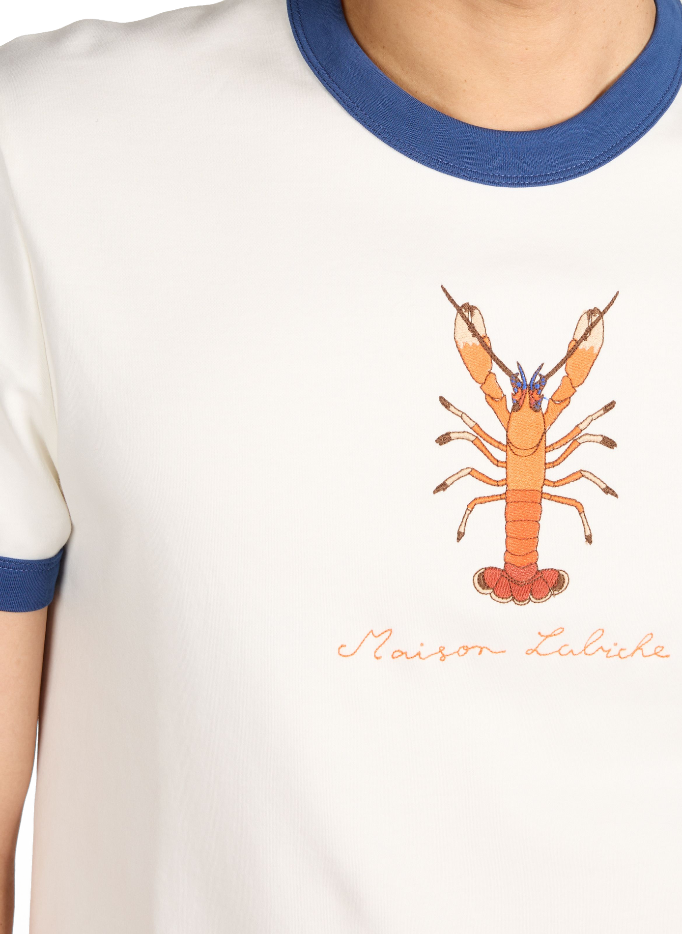 T-shirt droit brodé Montherlant en coton biologique MAISON LABICHE Blanc