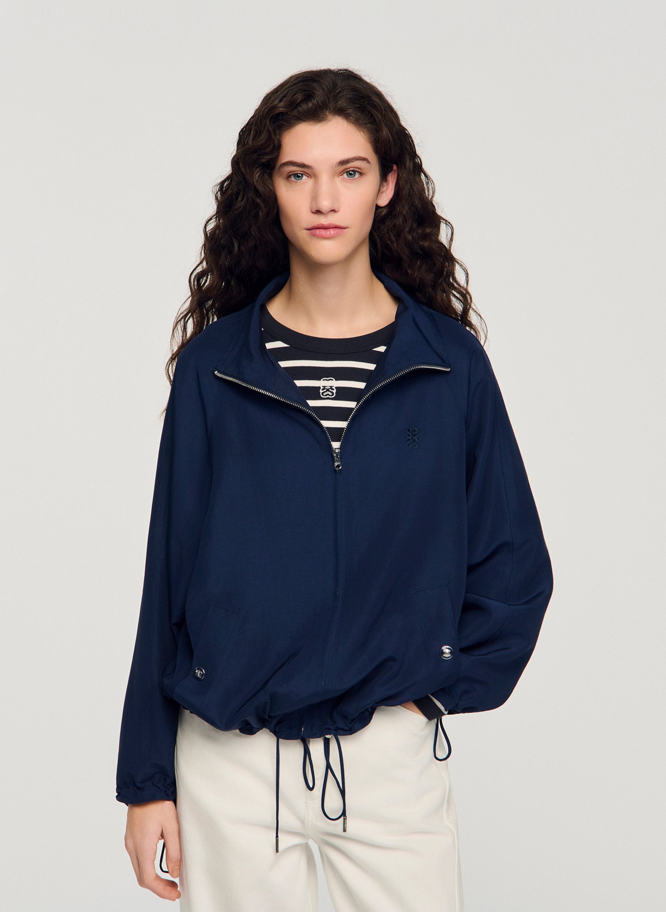 Blouson zippé oversize col montant SANDRO Bleu