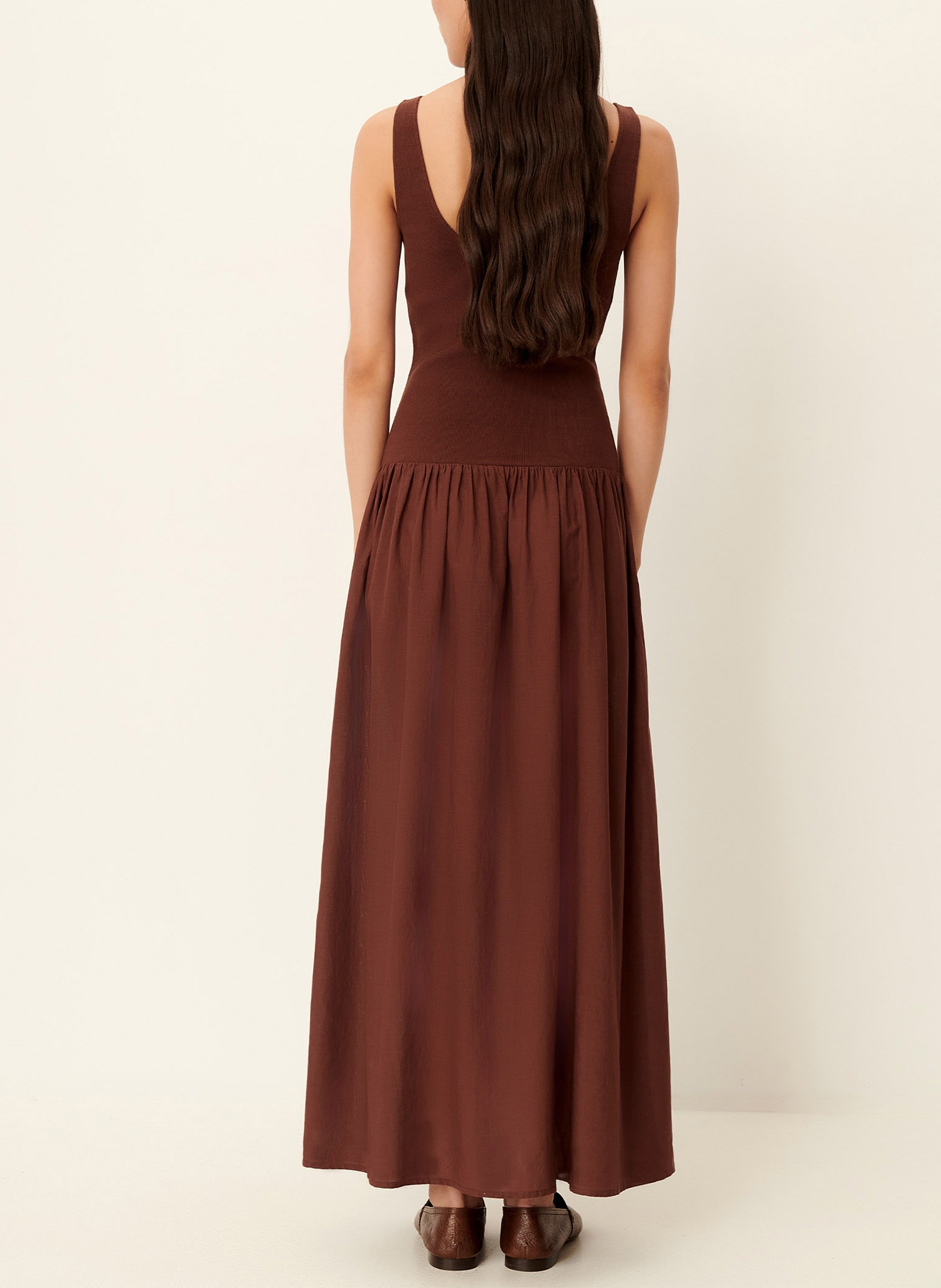 Robe longue évasée en coton mélangé solao SESSUN Marron