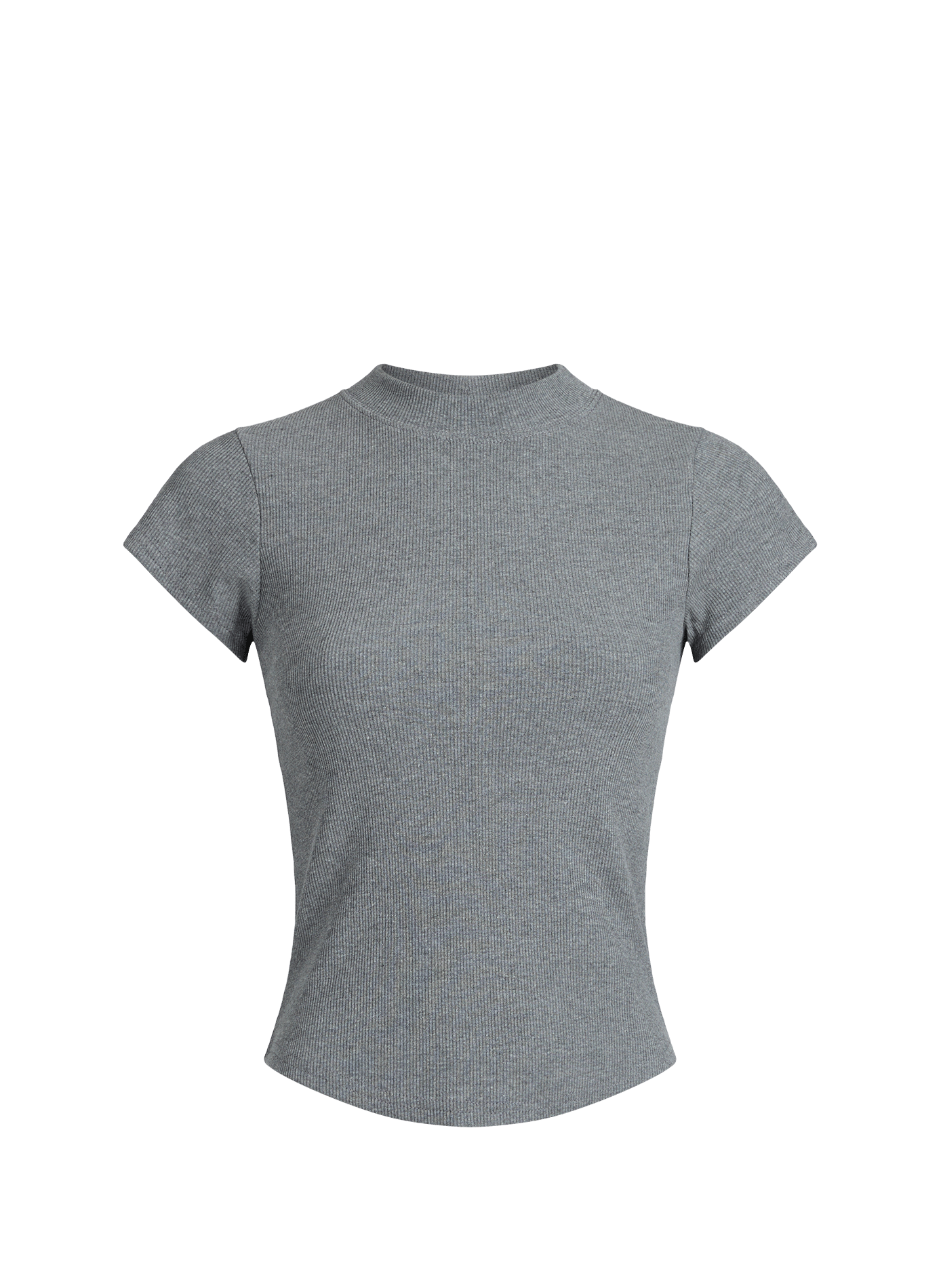 T-shirt col rond en coton mélangé TOPSHOP Gris