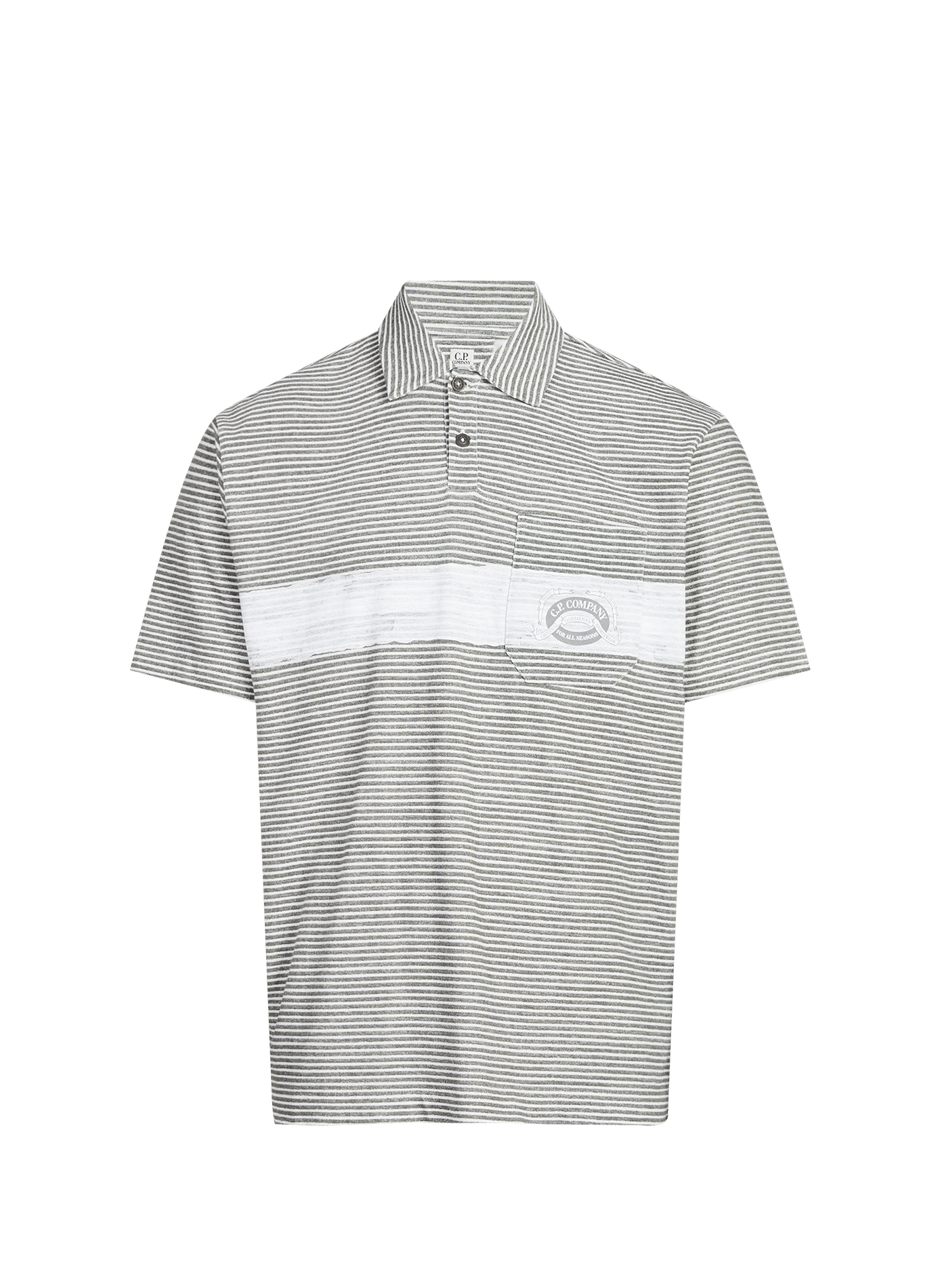 Polo à manches courtes imprimé à logo en coton CP COMPANY Gris